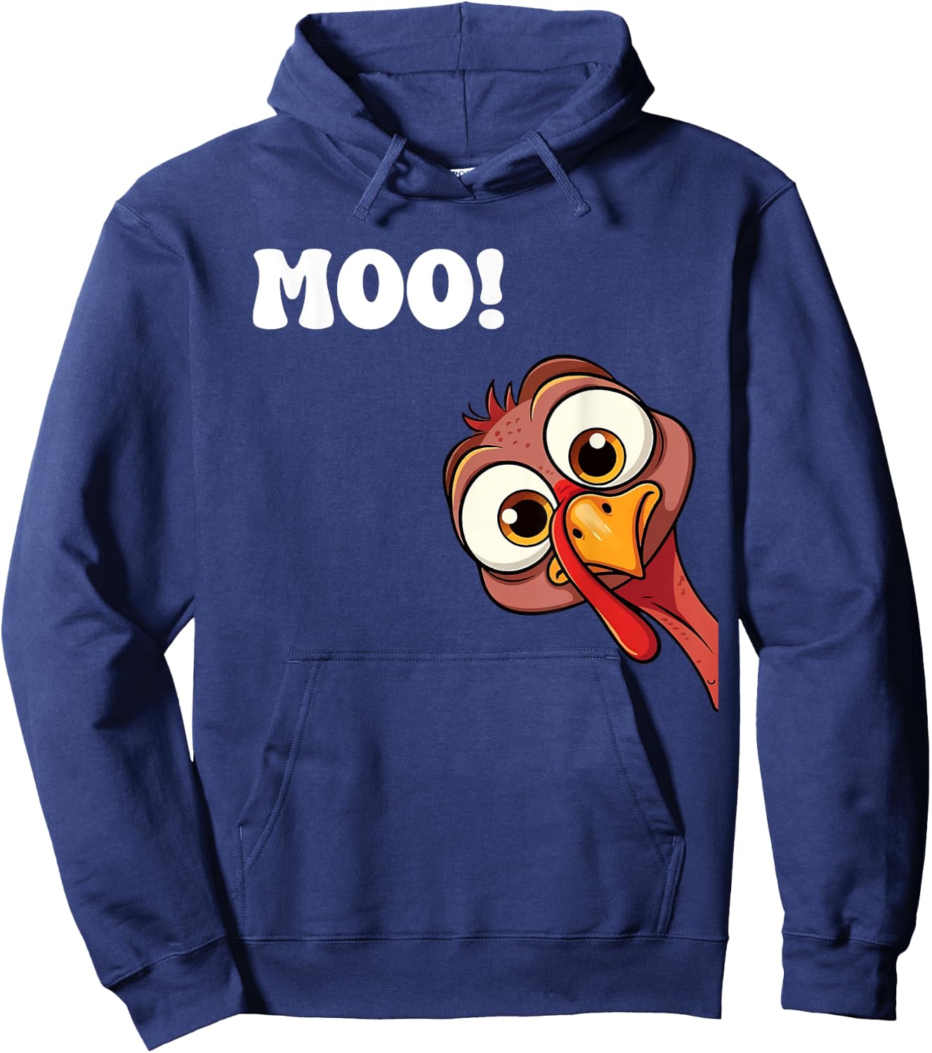 Turkey Cow Moo Funny Fall autumn Thanksgiving Saying Hoodie - Hoodie | Navy