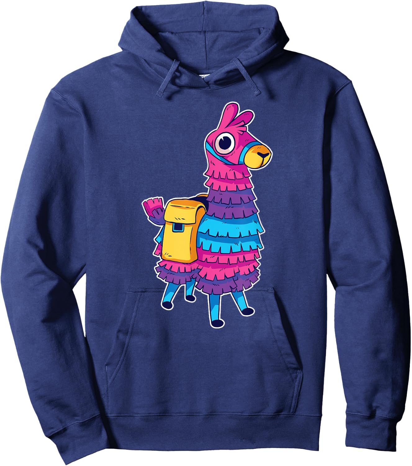 Funny Loot Llama Pinata With Yellow Saddlebag Artwork Hoodie - Hoodie | Navy