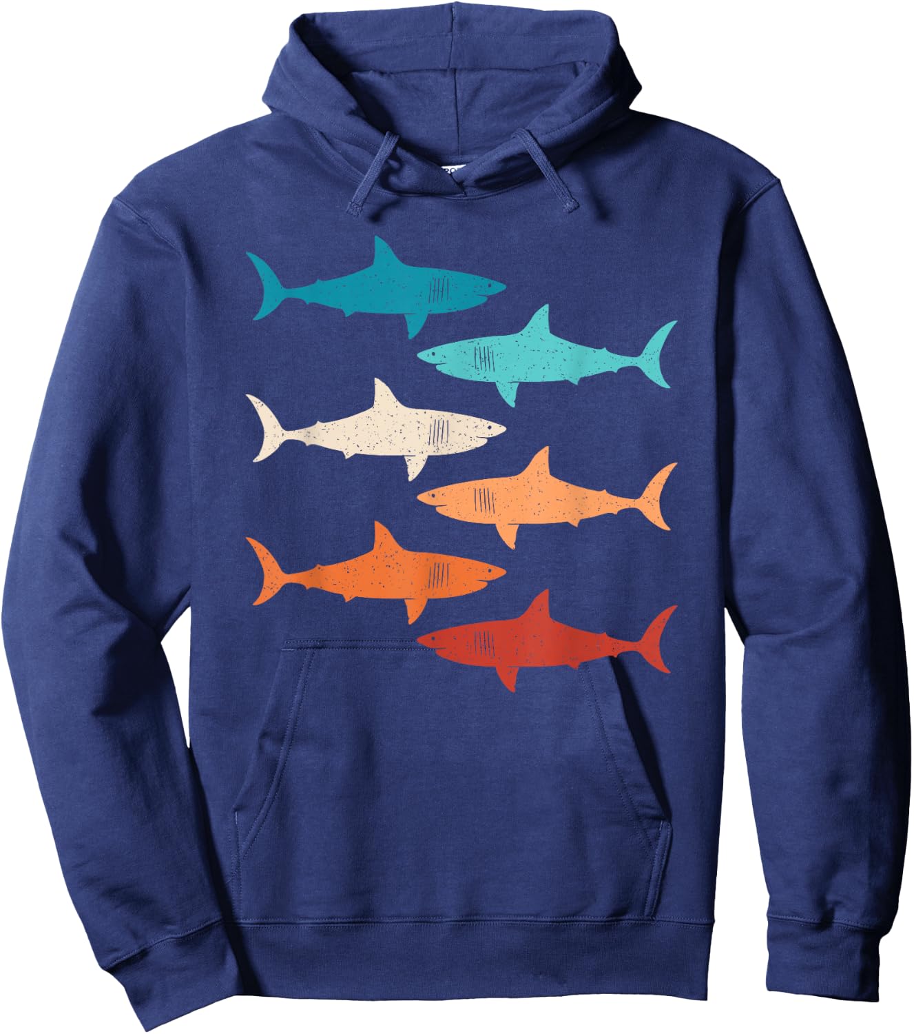 Retro Haifisch Hai Unterwasserlebewesen Ozean Damen Herren Hoodie - Hoodie | Navy