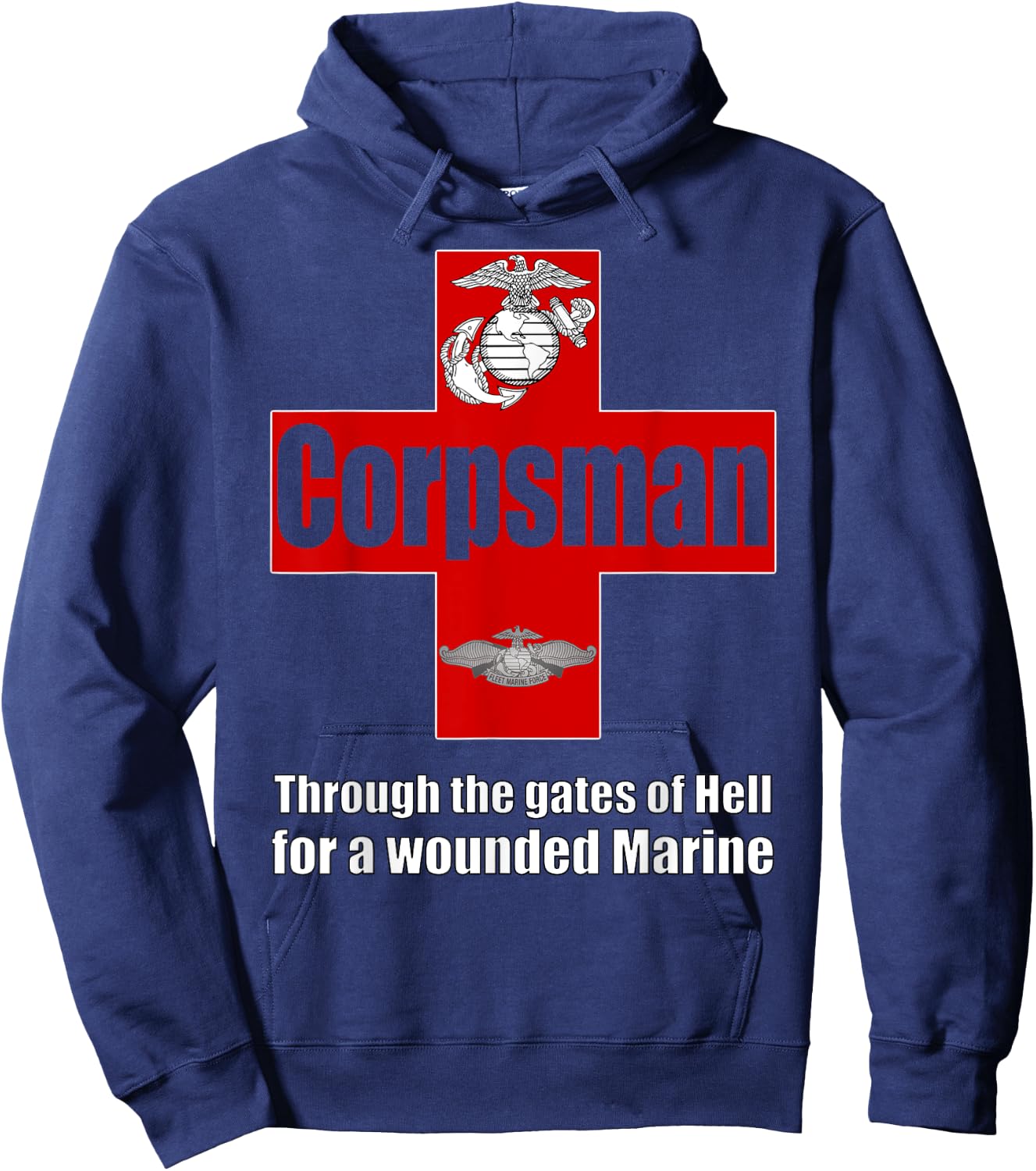 FMF 8404 Navy Corpsman T Shirt Eagle Globe Anchor Hoodie - Hoodie | Navy