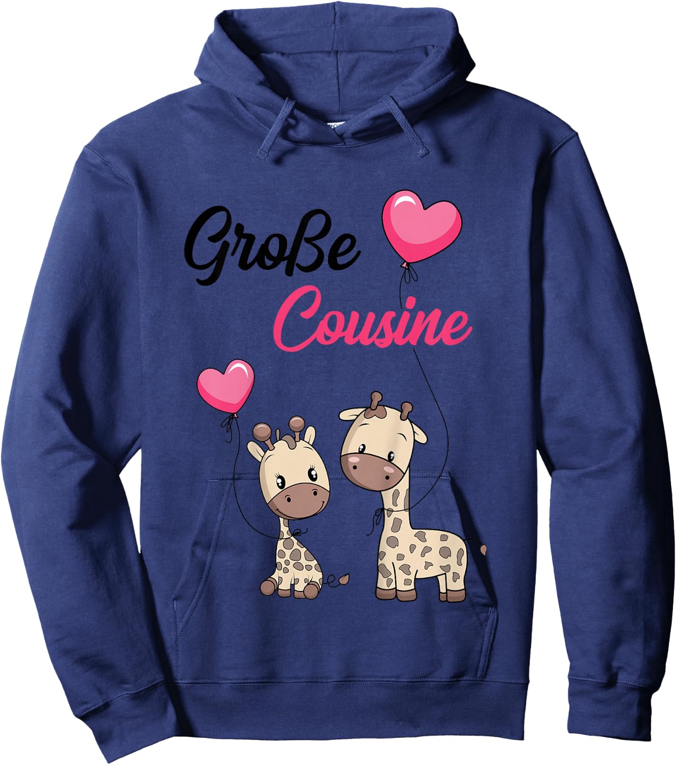 Children's Big Cousin 2025 Giraffe Girls' , White Hoodie - Hoodie | Navy