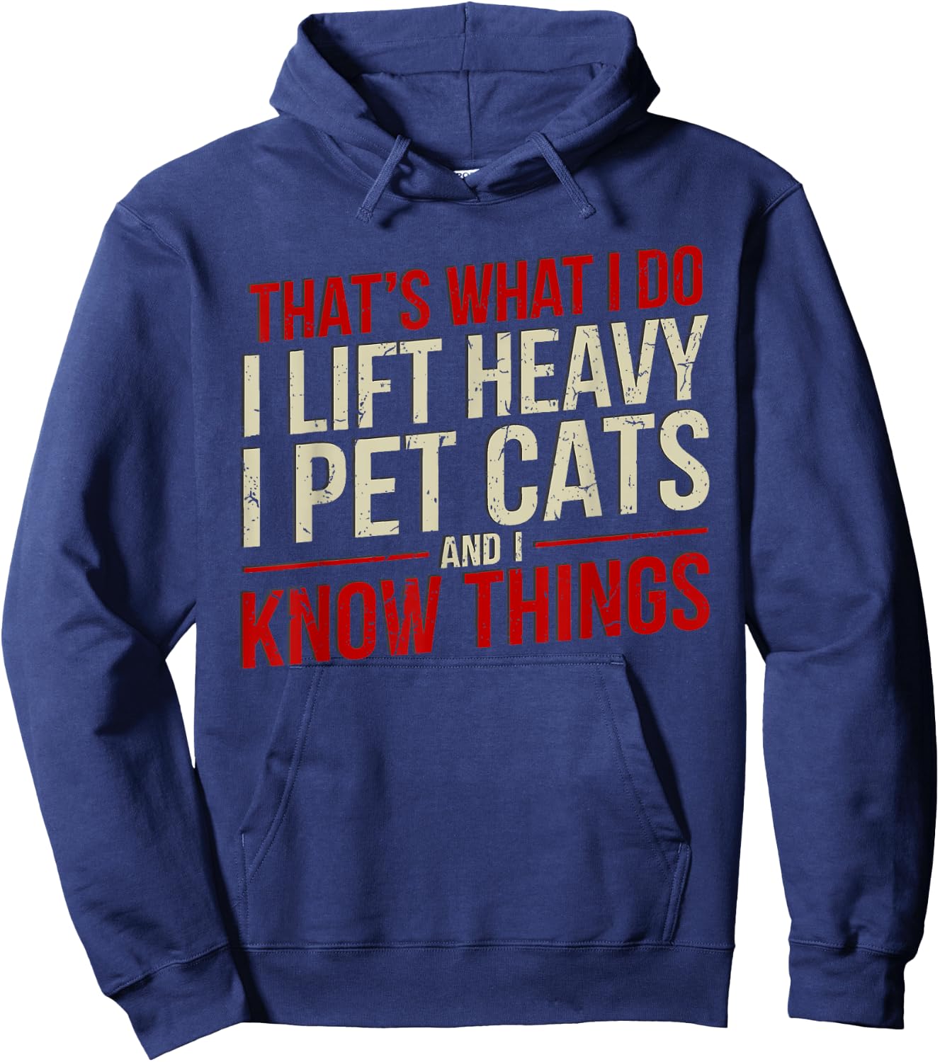 That's What I Do I Lift Heavy I Pet Cats Lover -Adults Funny Gym Workout Cat Themed Black Small Hoodie - Hoodie | Navy