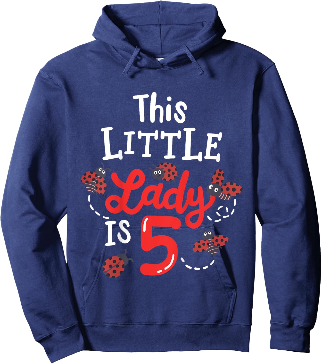 5 Year Old 5th Birthday Matching Family Ladybug Girls Party Hoodie - Hoodie | Navy