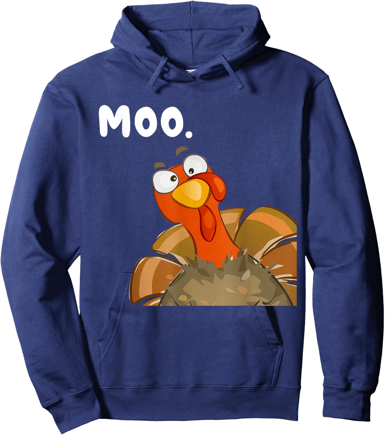 Turkey Moo Funny Thanksgiving Fake Cow Women Kids Hoodie - Hoodie | Navy