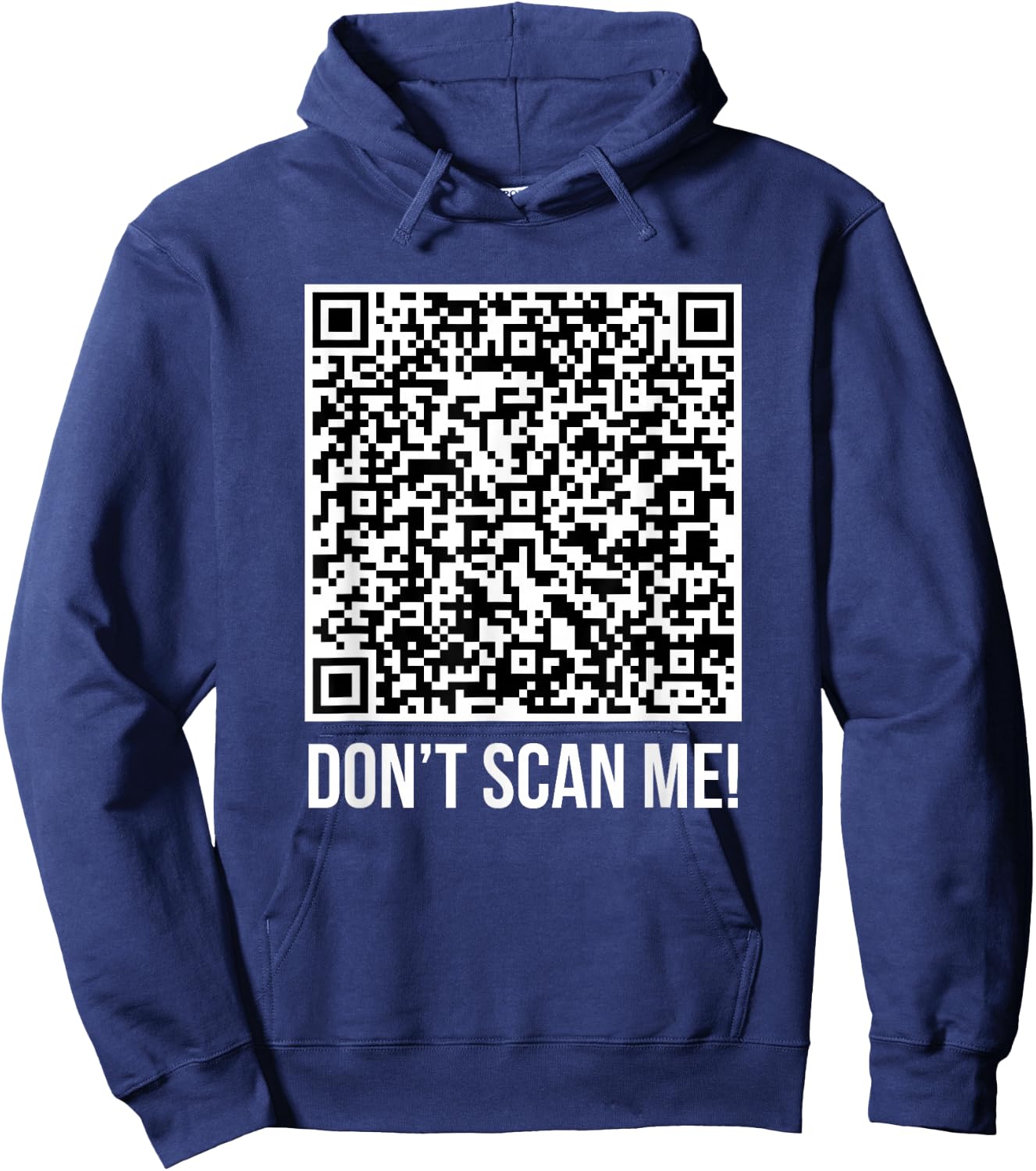 Don't scan me! QR Scan Me Joke Funny Middle Finger Hoodie - Hoodie | Navy