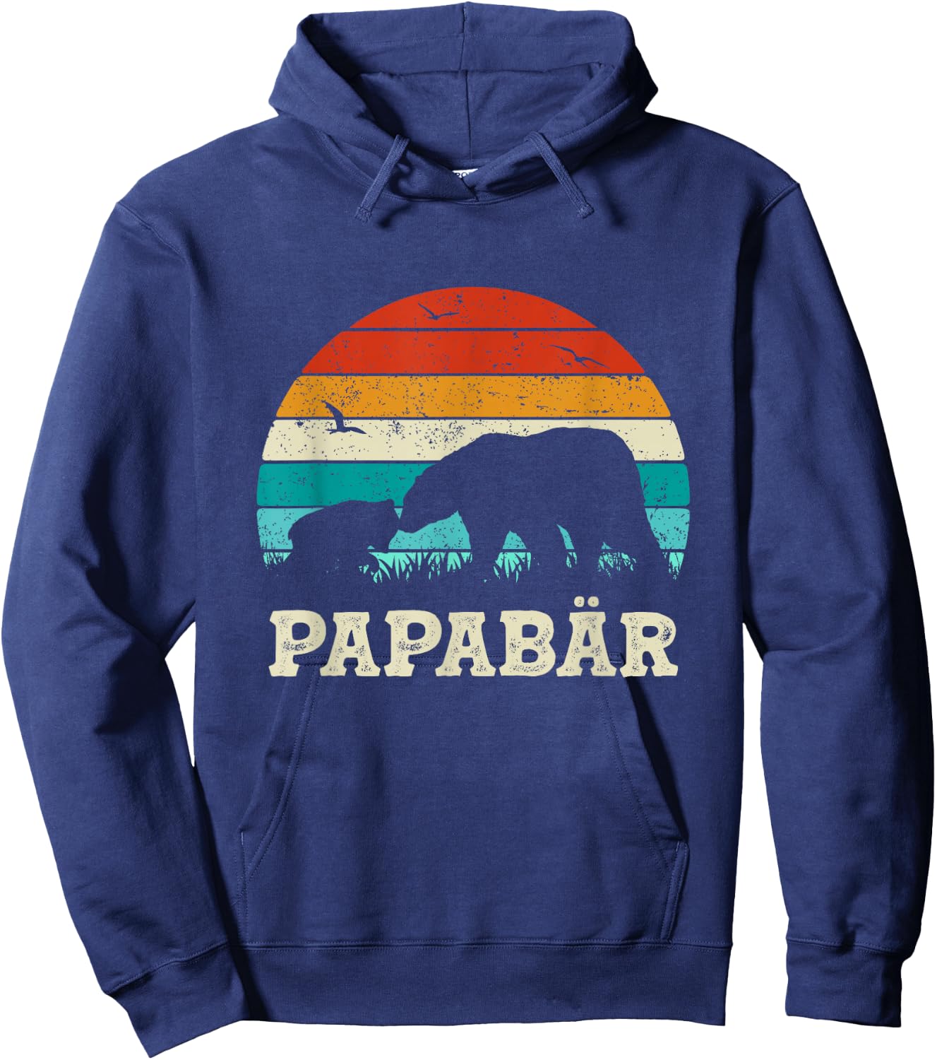 Retro Father Baby Son Daughter Bear Dad Father's Day , black Hoodie - Hoodie | Navy