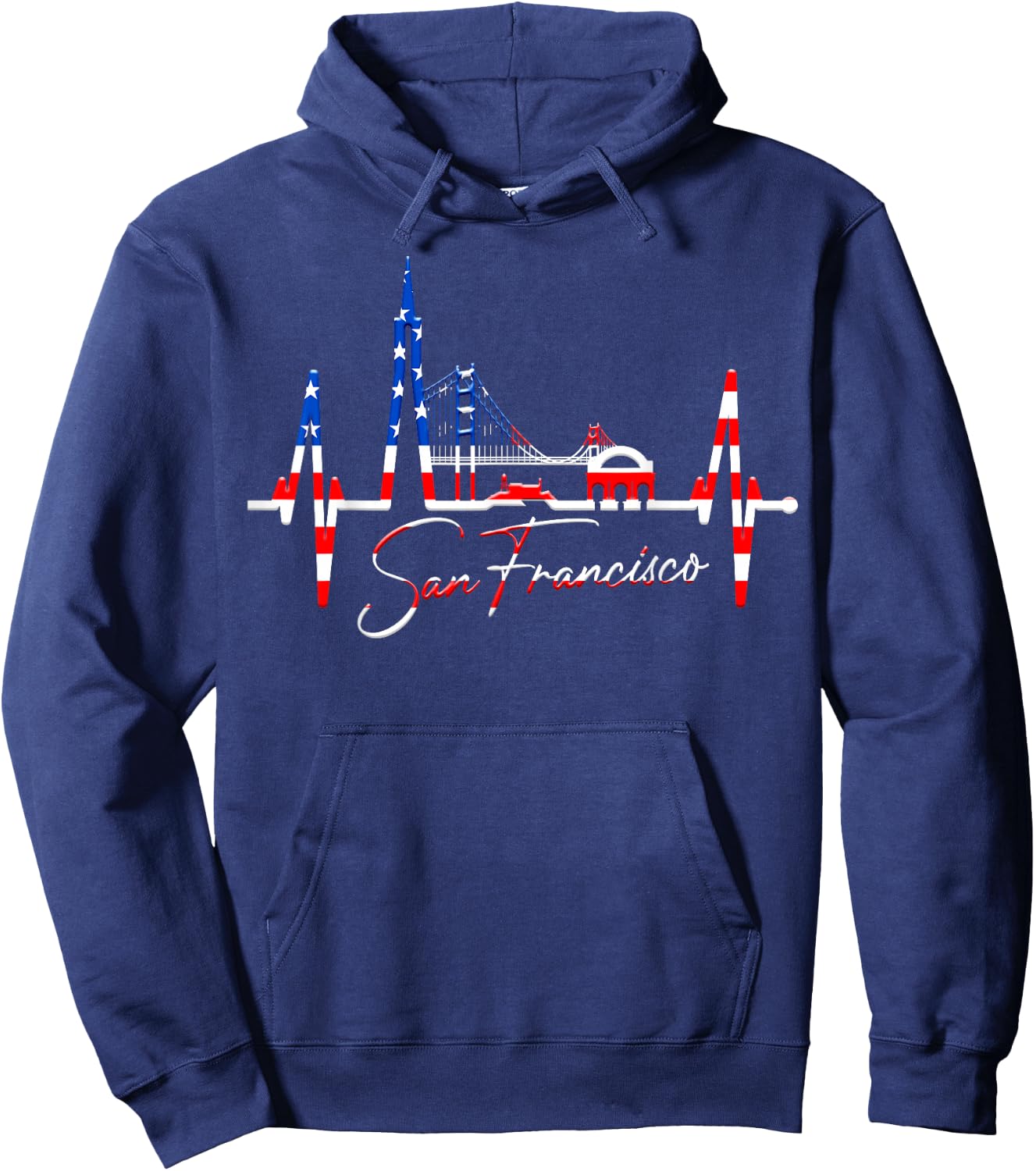 San Francisco Skyline Herzschlag Kalifornien San Francisco Hoodie - Hoodie | Navy