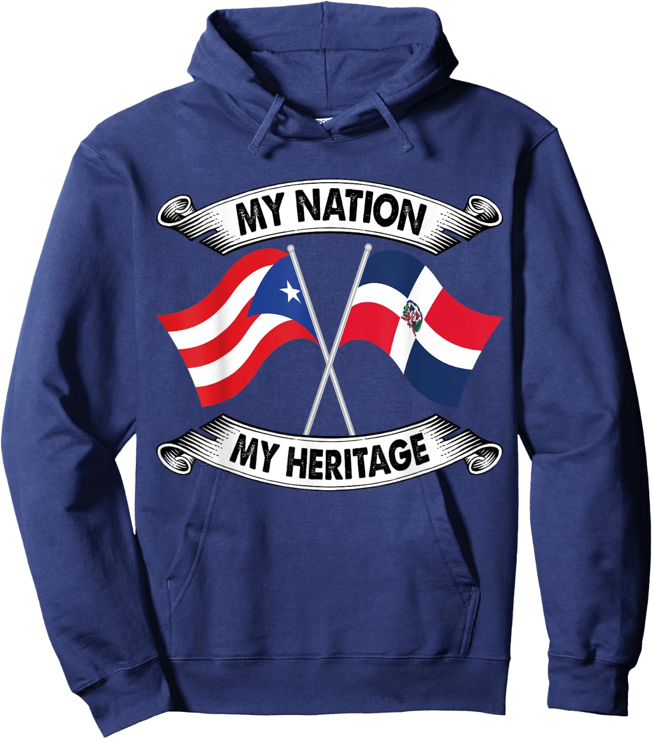 Puerto Rican and Dominican Pride Heritage Flag shirt Hoodie - Hoodie | Navy