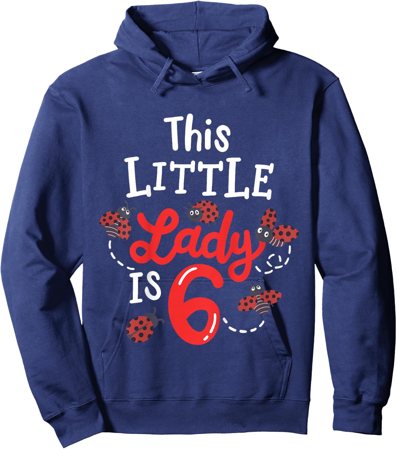 6 Year Old 6th Birthday Matching Family Ladybug Girls Party Hoodie - Hoodie | Navy
