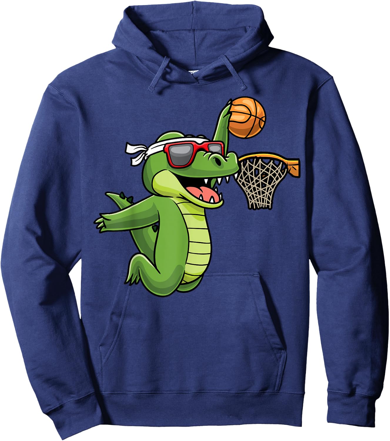 Crocodile Playing Basketball Alligator Basketball Player Hoodie - Hoodie | Navy