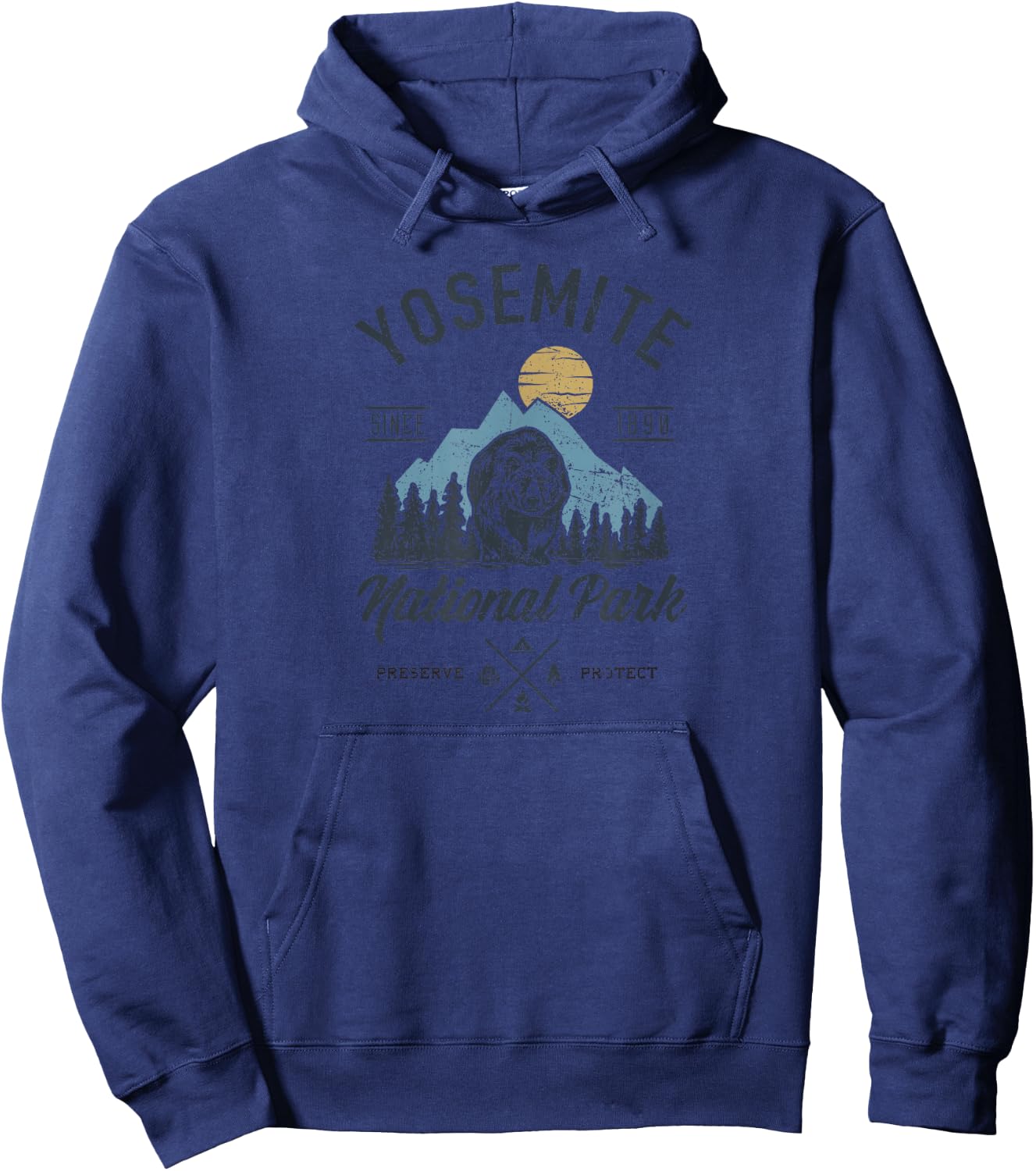 Vintage Yosemite National Park Retro Mountains Nature Lover Hoodie - Hoodie | Navy