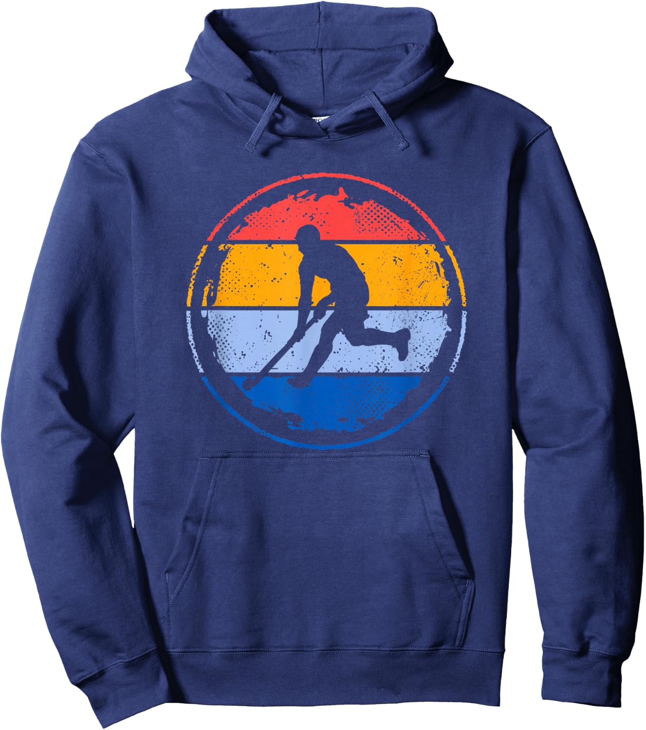 Retro Field Hockey Player Teenager Boys Hockey , black Hoodie - Hoodie | Navy