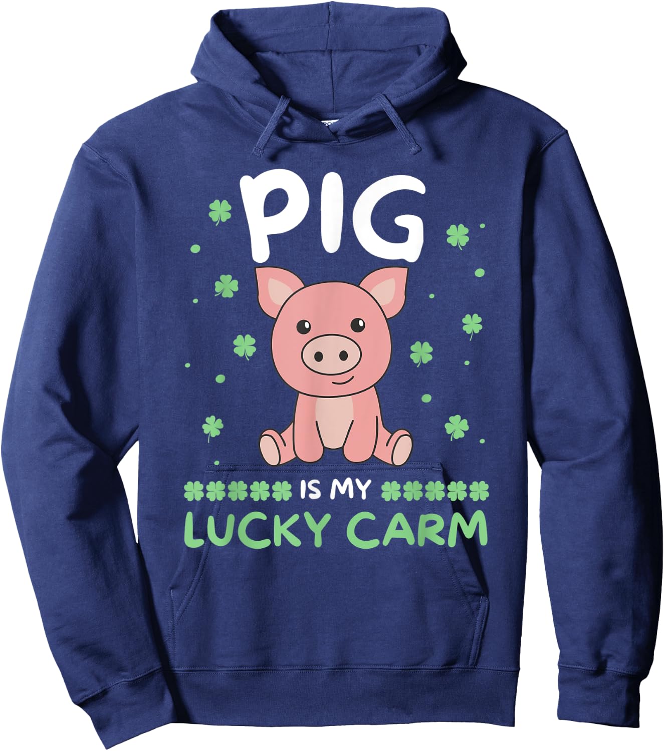 Pig Is My Lucky Carm Shamrock St. Patrick's Day Pig Hoodie - Hoodie | Navy