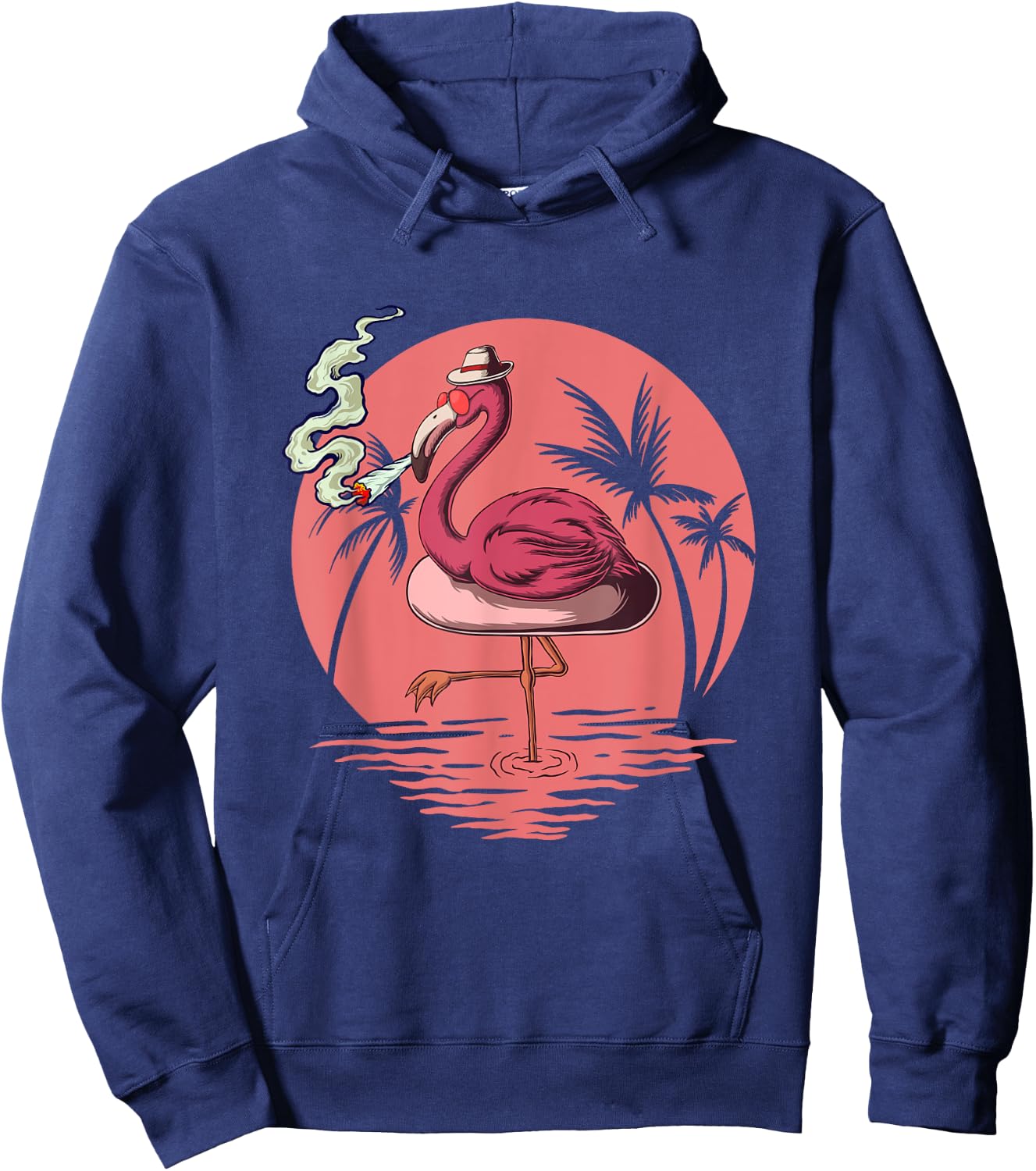 Flamingo 420 Stoner Spirit Summer Weed For Cannabis Lover Hoodie - Hoodie | Navy