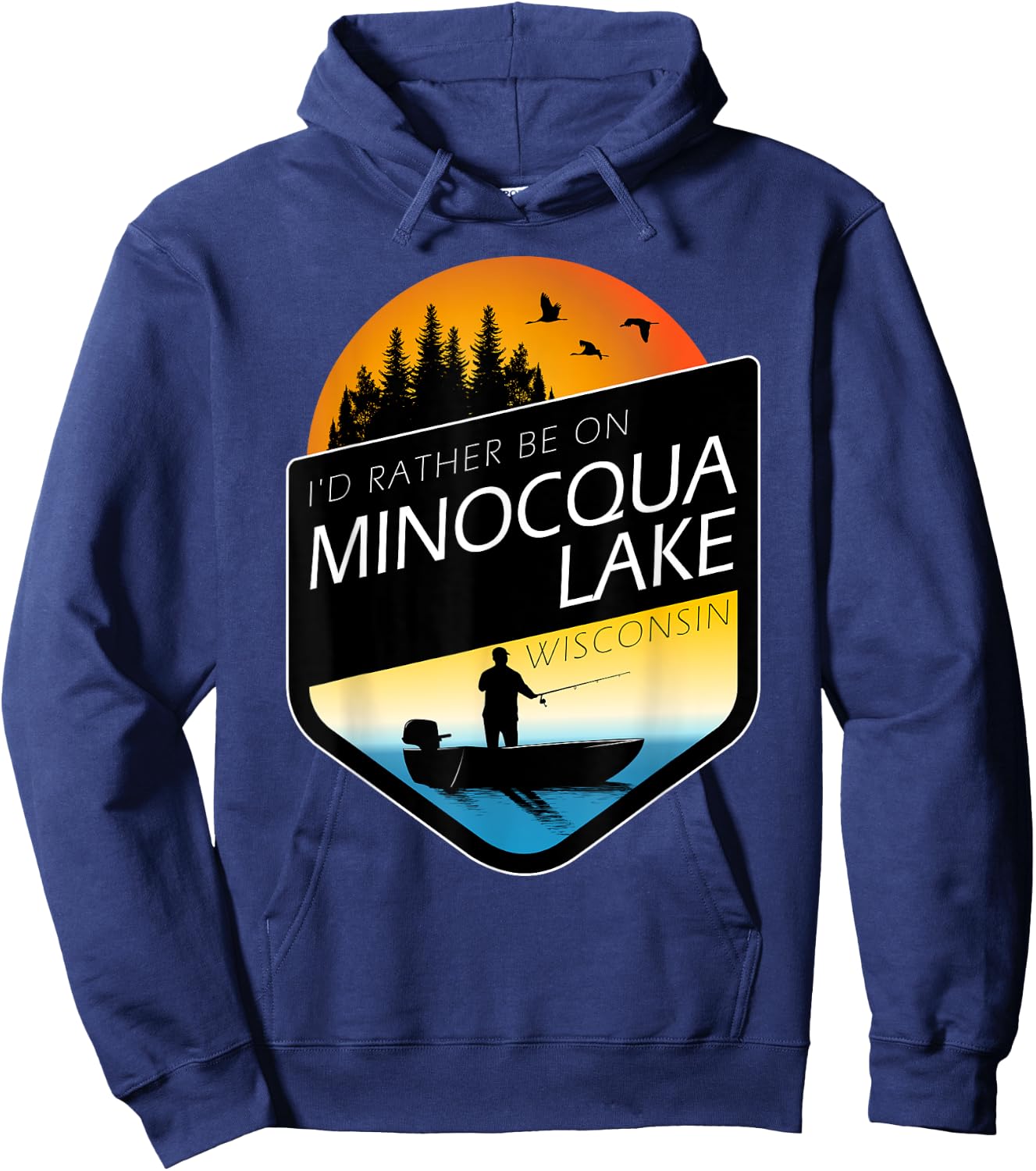 I'd Rather Be On Minocqua Lake Wisconsin Fishing Hoodie - Hoodie | Navy