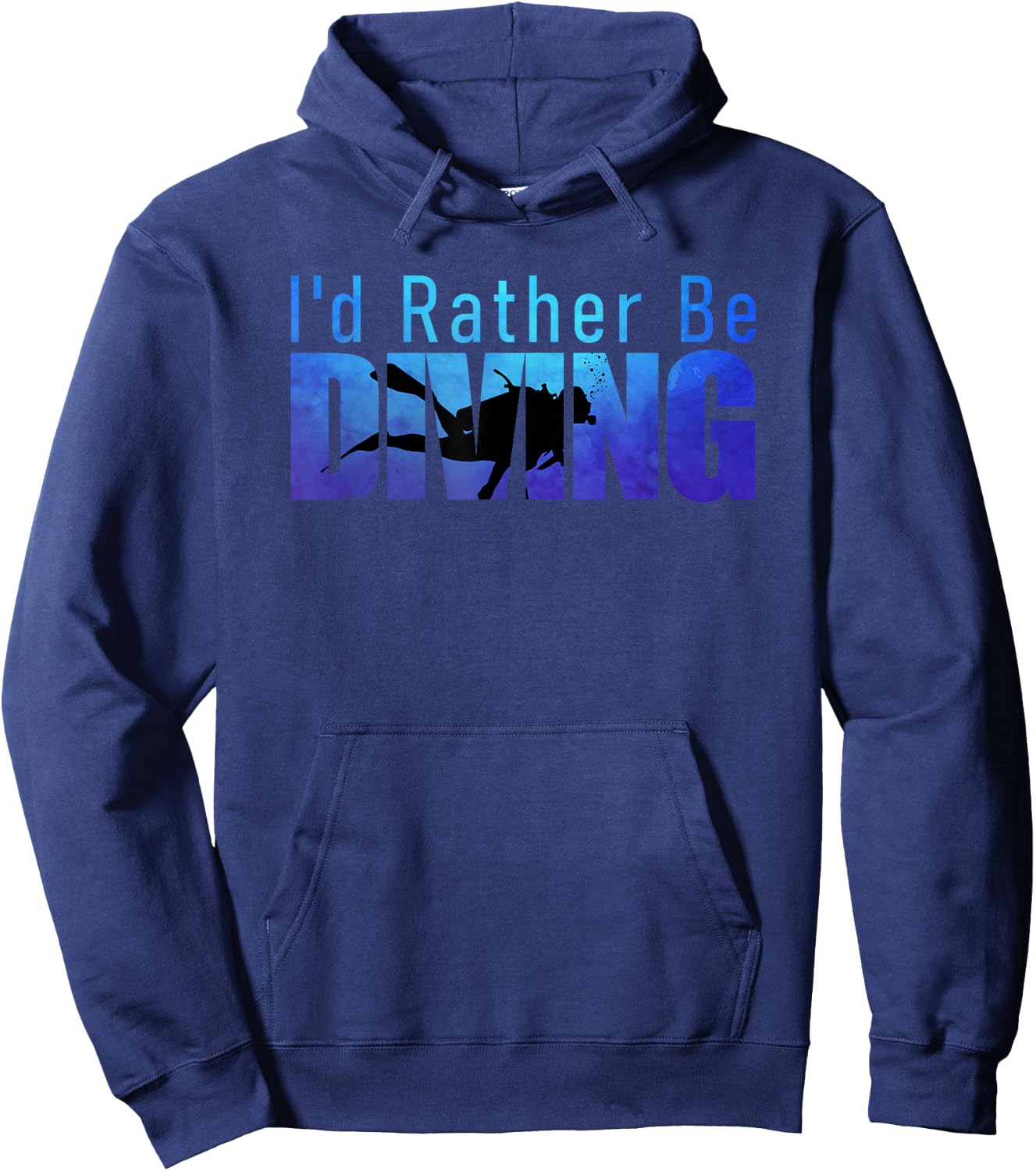 I'd Rather Be Diving Funny Scuba Diver Reef Diving Graphic Hoodie - Hoodie | Navy