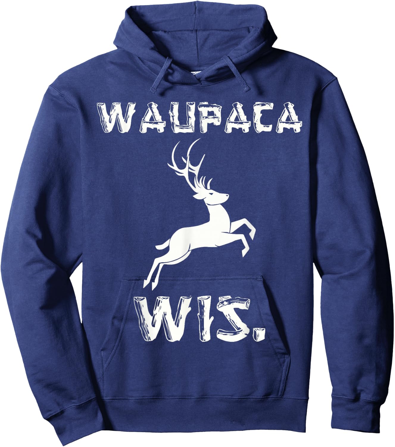 Waupaca Wisconsin Parody WIS Deer Maine Souvenier Hoodie - Hoodie | Navy