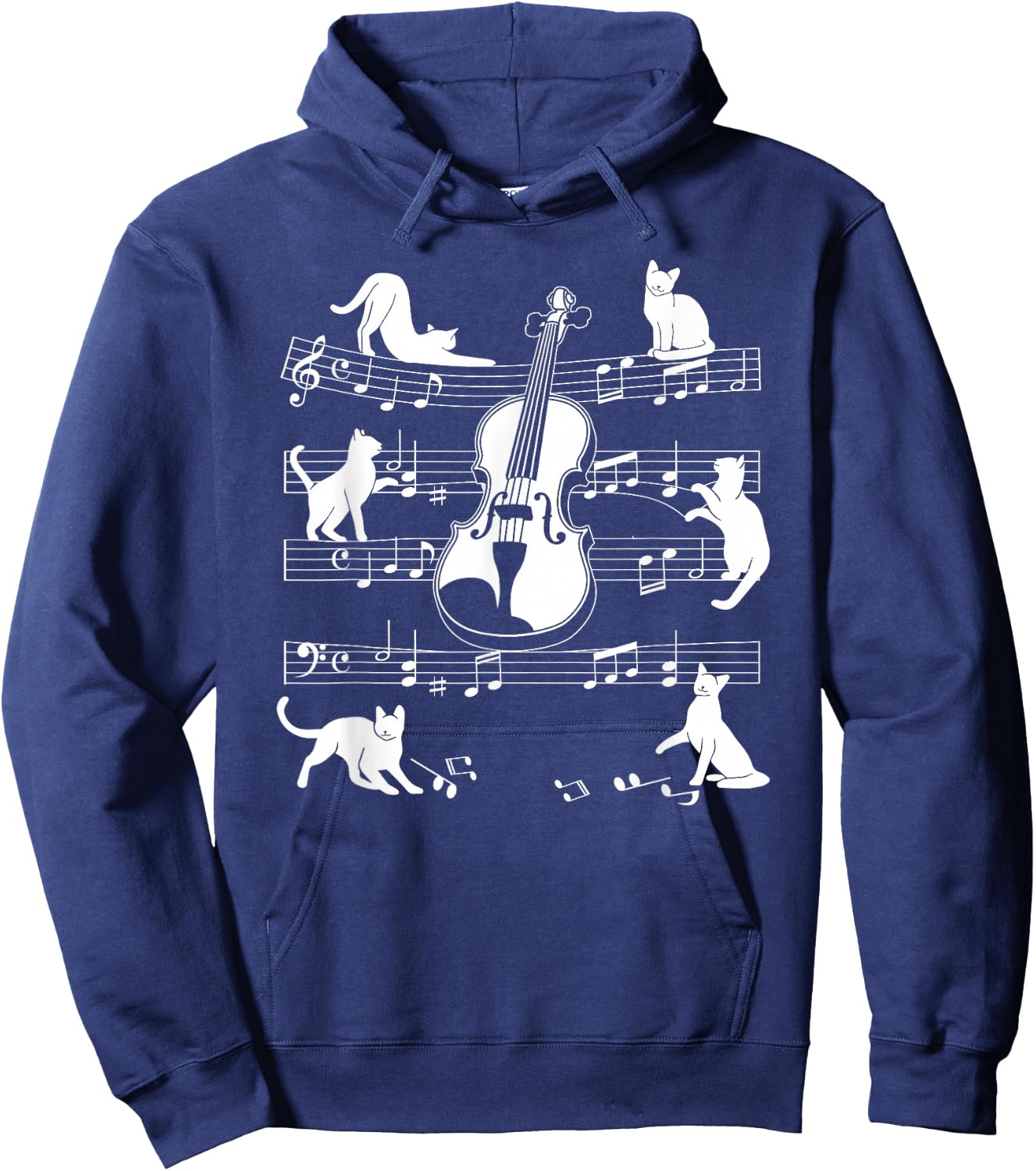 Violinist Cats for Cat Loving Violin Player Hoodie - Hoodie | Navy