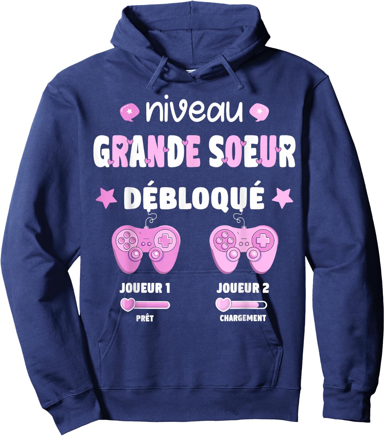 Future Big Sister Gamer Announcement Pregnancy Big Sister , Black, S Hoodie - Hoodie | Navy