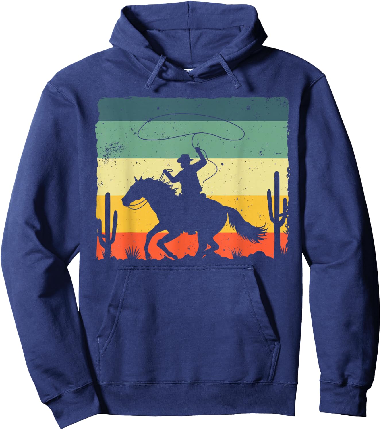Retro Western Cowboy Design Boys Rider Cowboy , black Hoodie - Hoodie | Navy