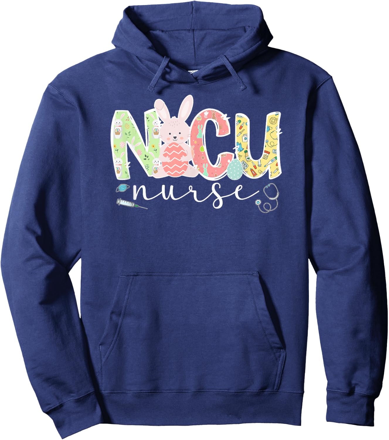 NICU Nurse Easter Bunny NICU Nursing Easter Day Hoodie - Hoodie | Navy