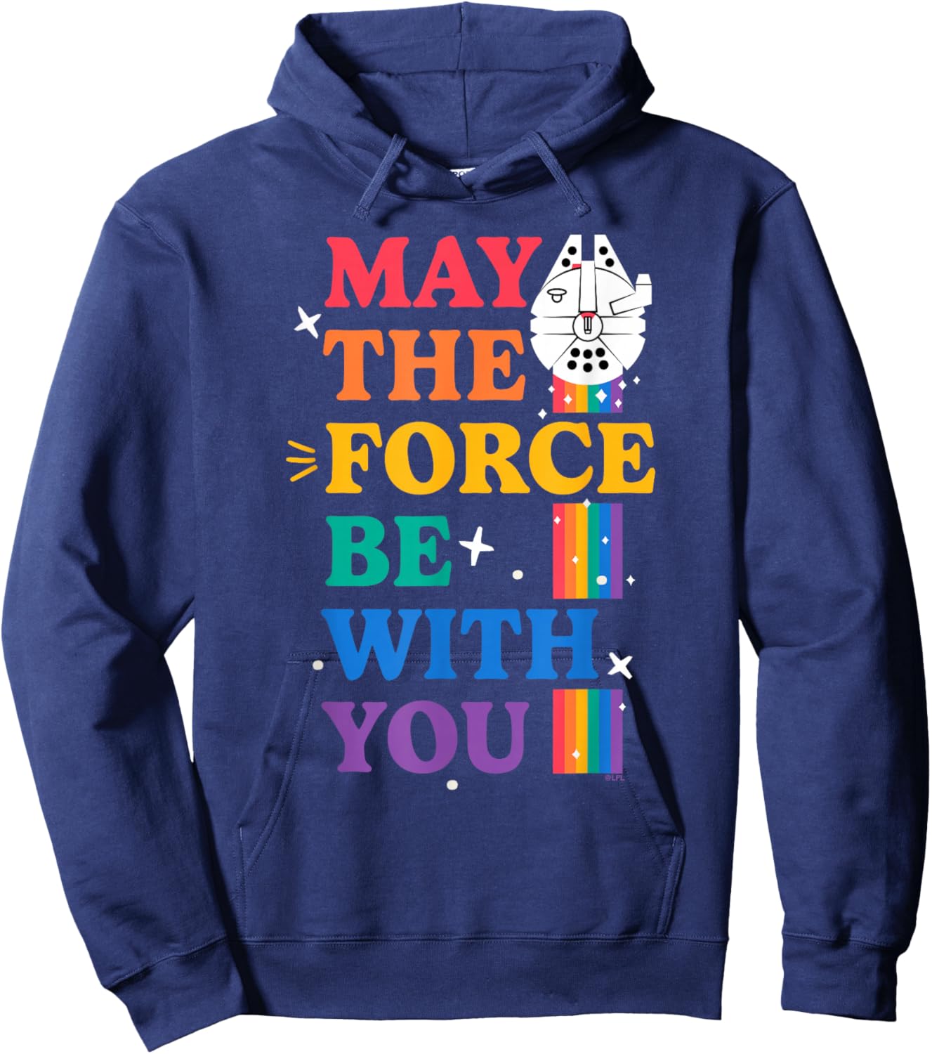 Star Wars Pride May The Force Be With You Rainbow Falcon Hoodie - Hoodie | Navy