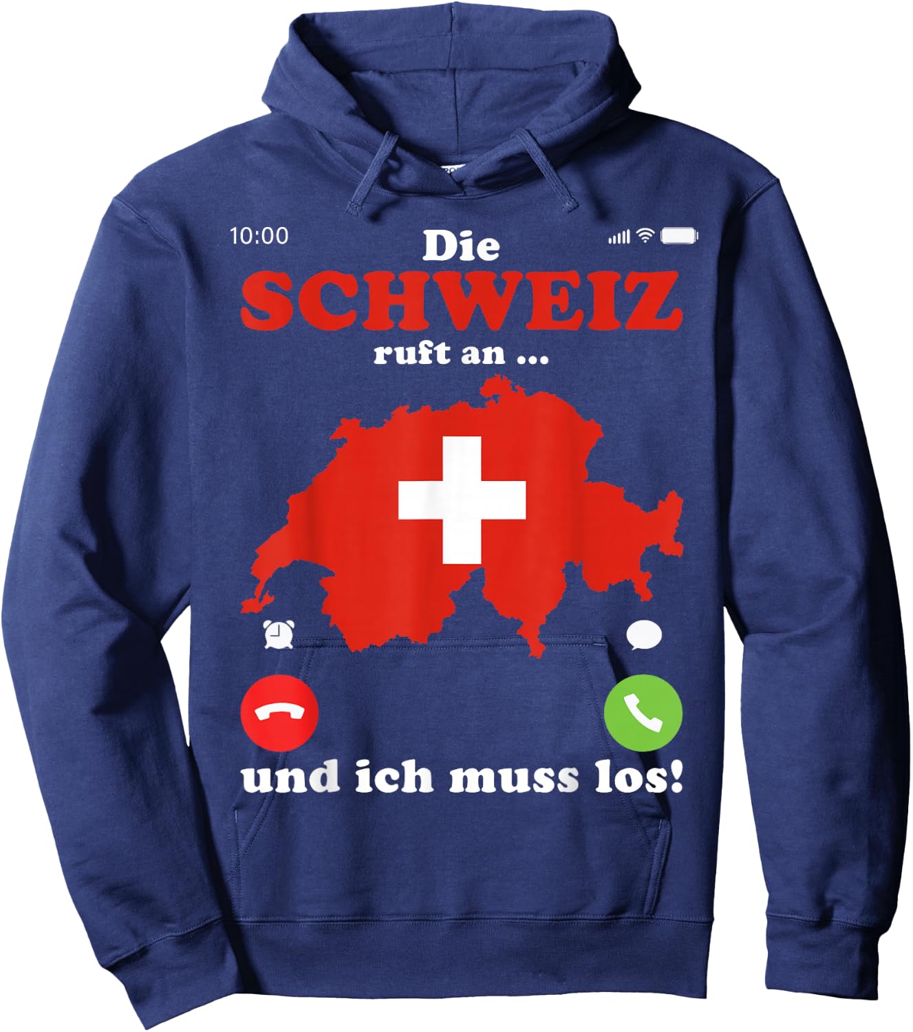 with German Flag Die Schweiz ruft an ich muss los Schweiz, black Hoodie - Hoodie | Navy