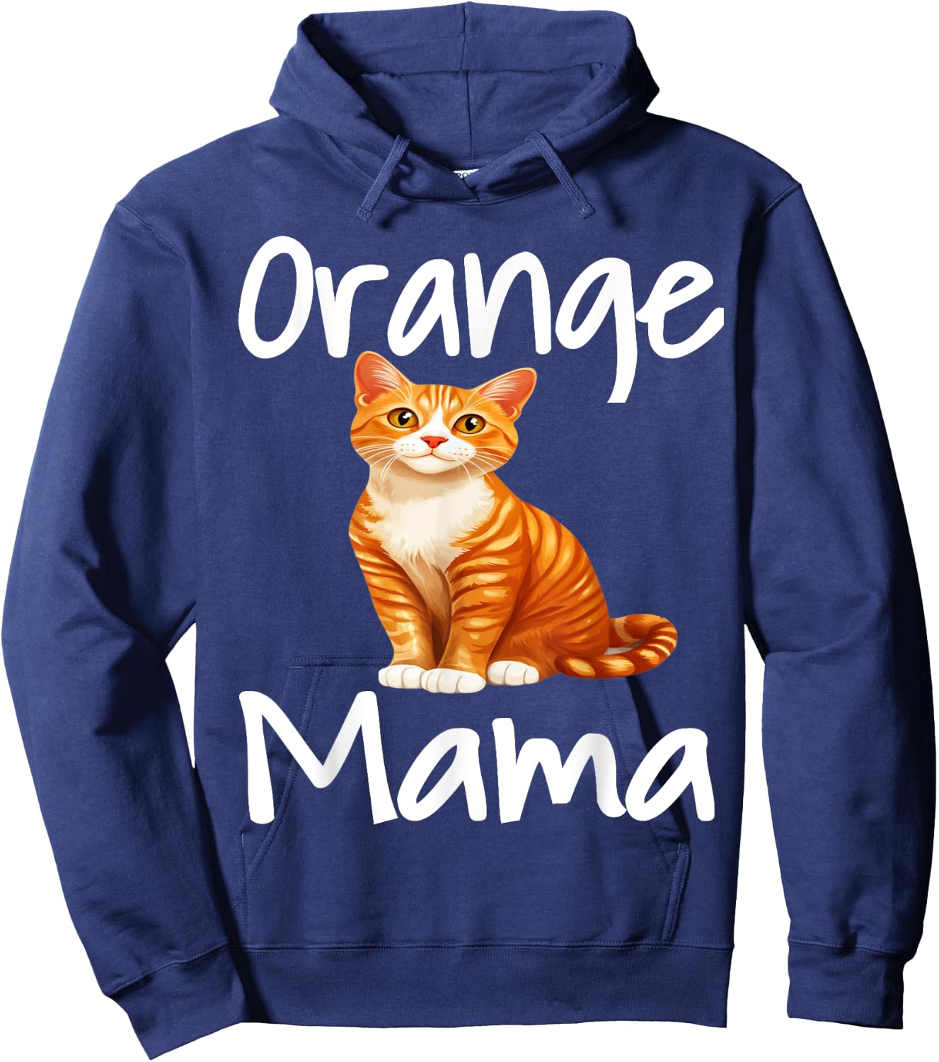 Funny Orange Mama Tabby Cat Lover Mom Humor Kitten Mommy Hoodie - Hoodie | Navy