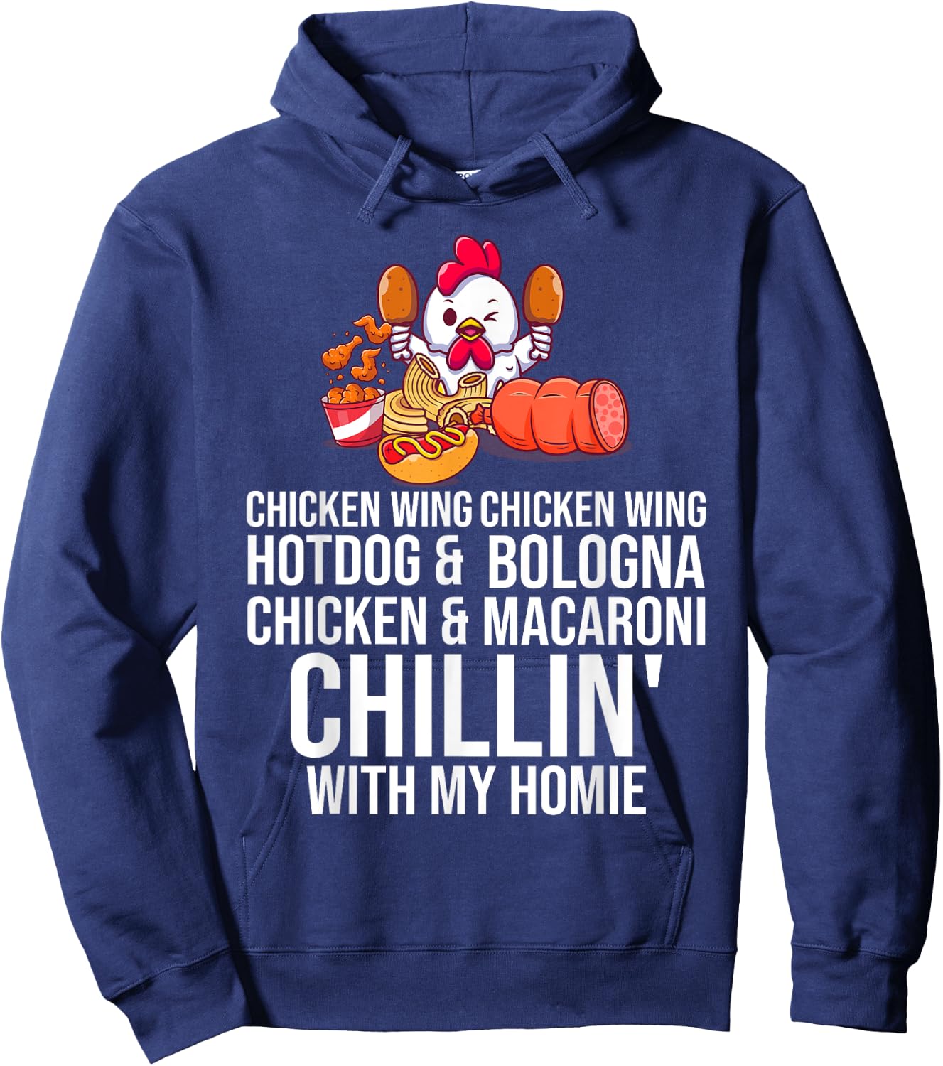 Chicken Wing Chicken Wing Hot Dog And Bologna Men Women Girls Kids Hoodie - Hoodie | Navy