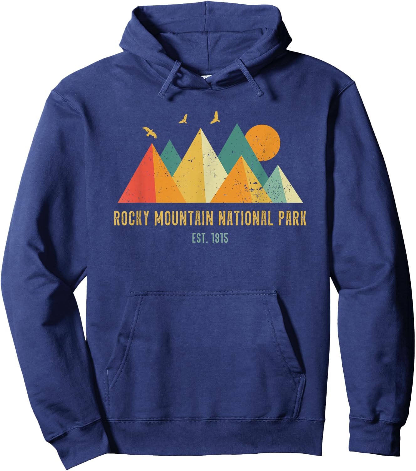 Retro Vintage Vibe Grunge Style Rocky Mountain National Park Hoodie - Hoodie | Navy