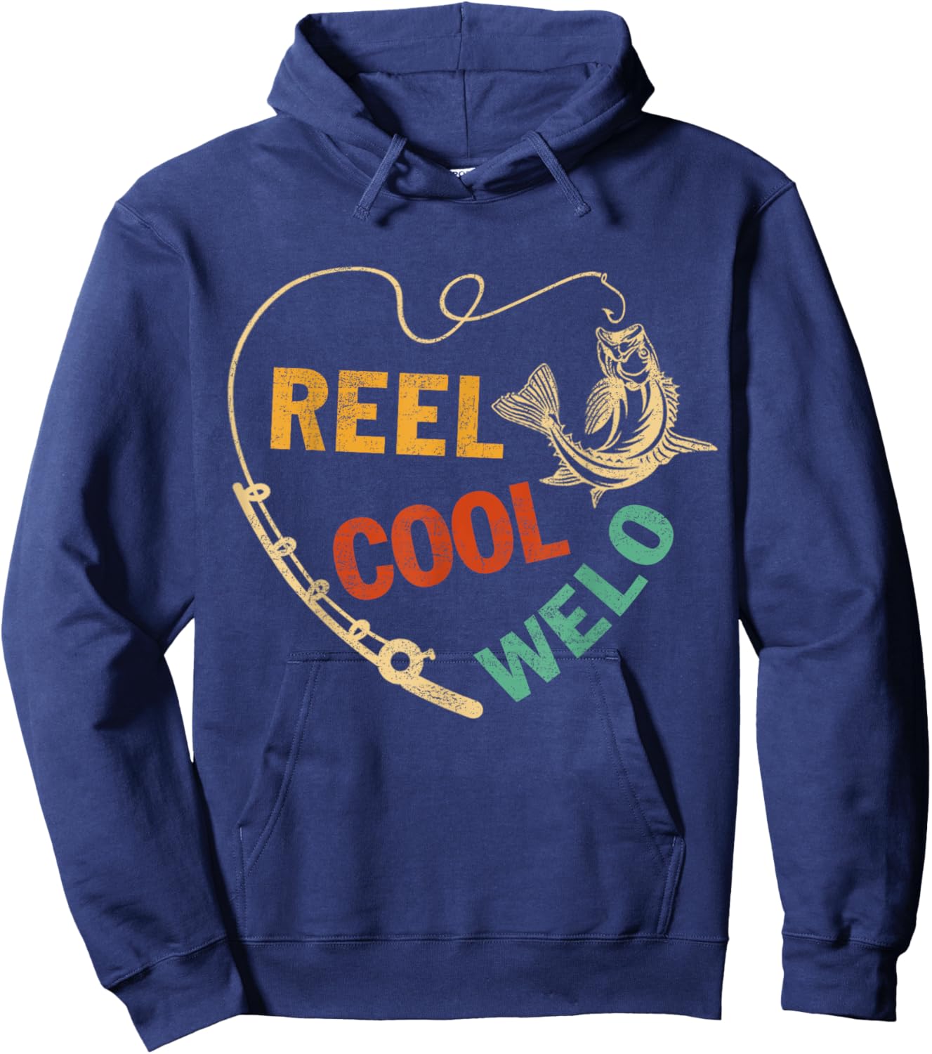 Funny Fathers Day Vintage Fishing Reel Cool Welo Hoodie - Hoodie | Navy