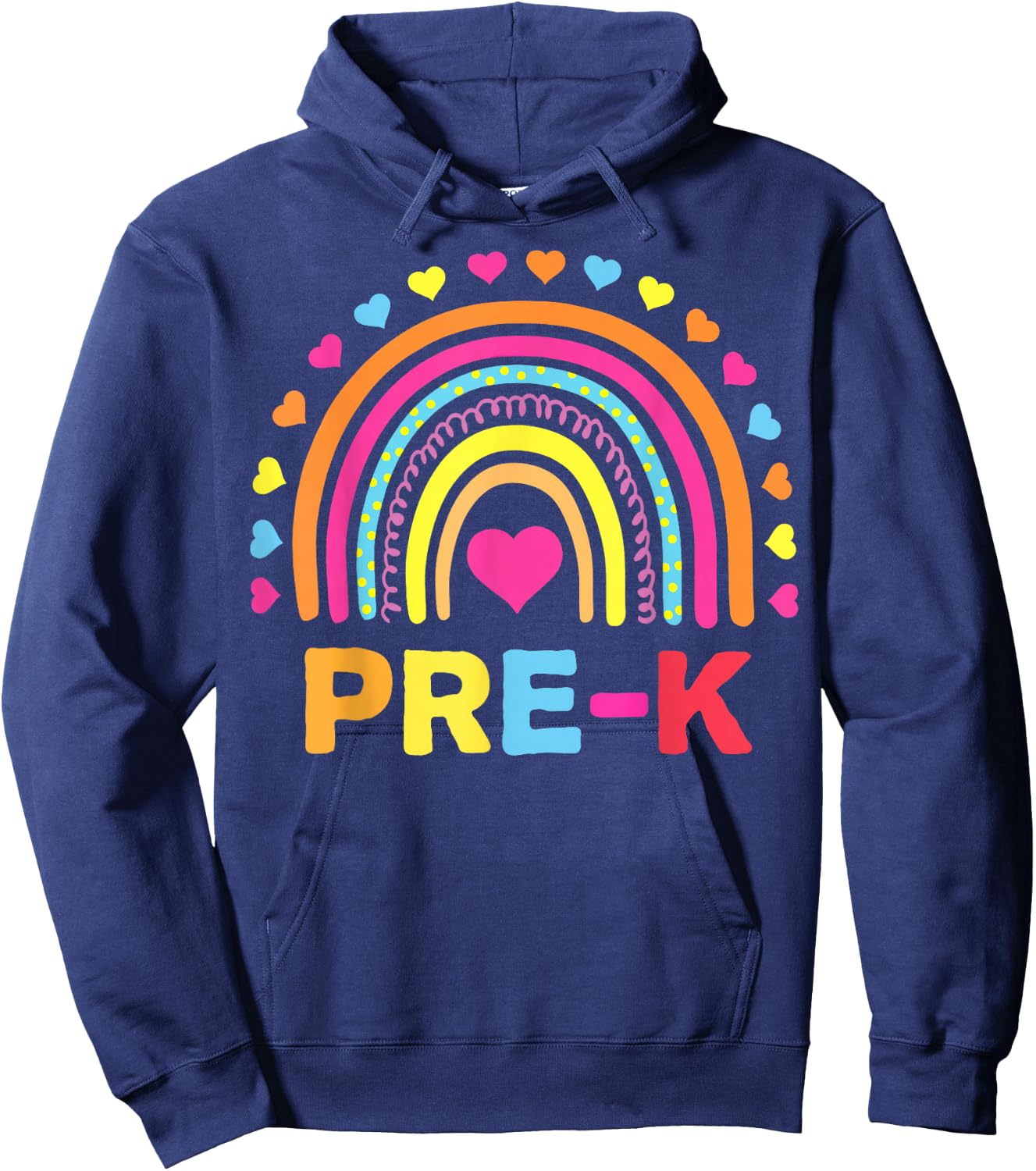 Back to School Shirt Rainbow Happy First Day of Pre-K Gift Hoodie - Hoodie | Navy