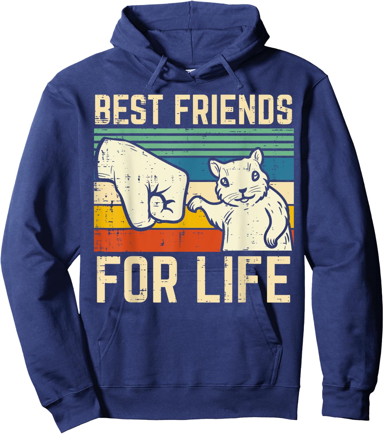 Squirrel Fist Bump Best Friends For Life Retro Men Women Kid Hoodie - Hoodie | Navy