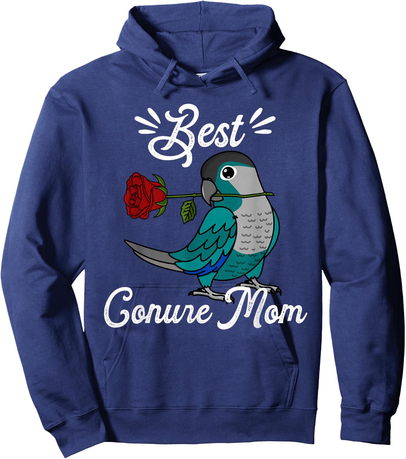 Best Parrot Mom I Turquoise Green Cheek Conure Hoodie - Hoodie | Navy