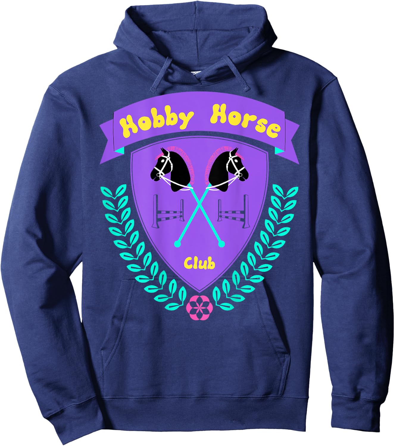 Hobby Horse Club Accessory with Horse and Jumping Obstacle Hoodie - Hoodie | Navy