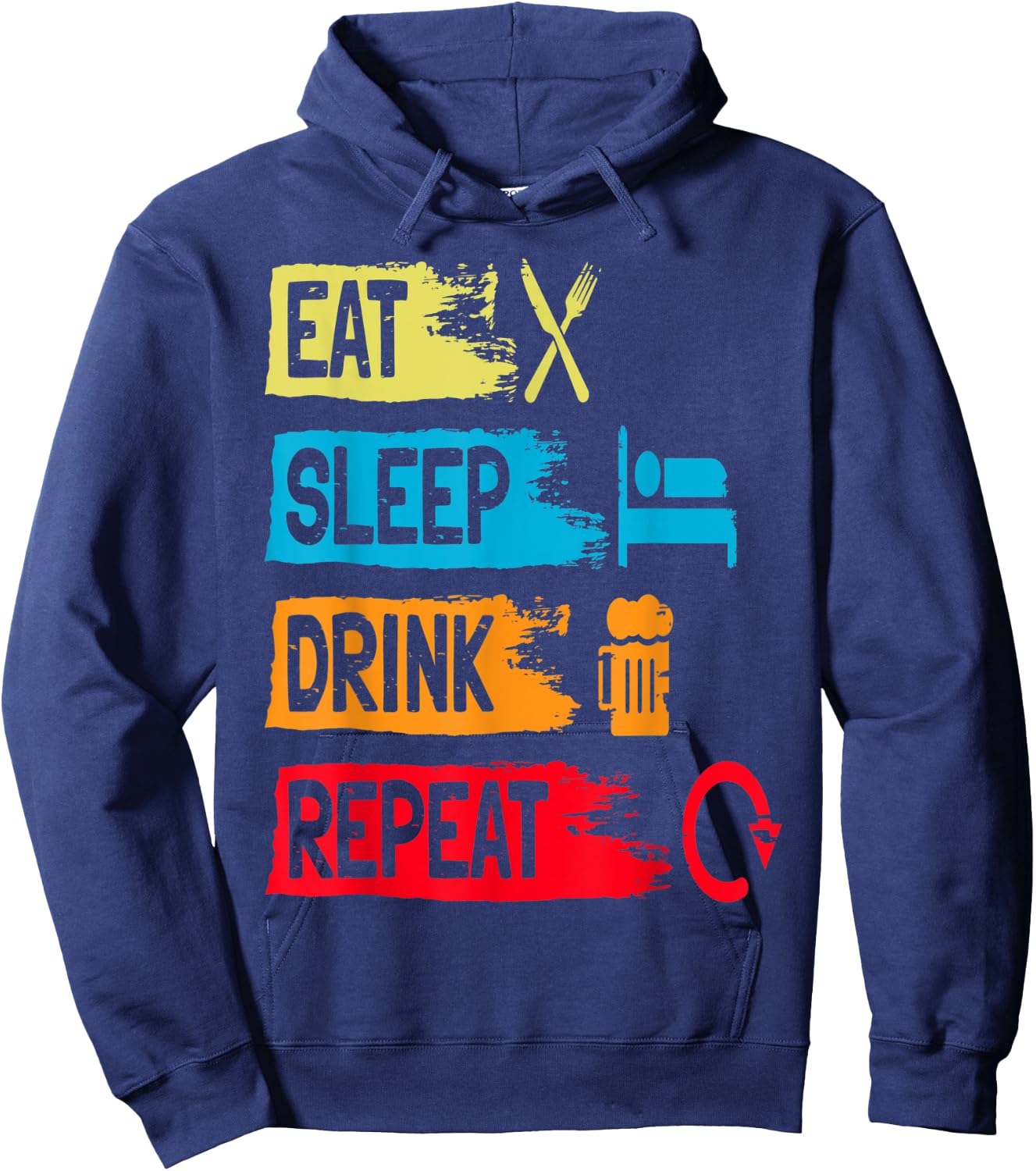 Drinking Humour Gift Vintage Eat Sleep Drink Repeat Beer , black Hoodie - Hoodie | Navy