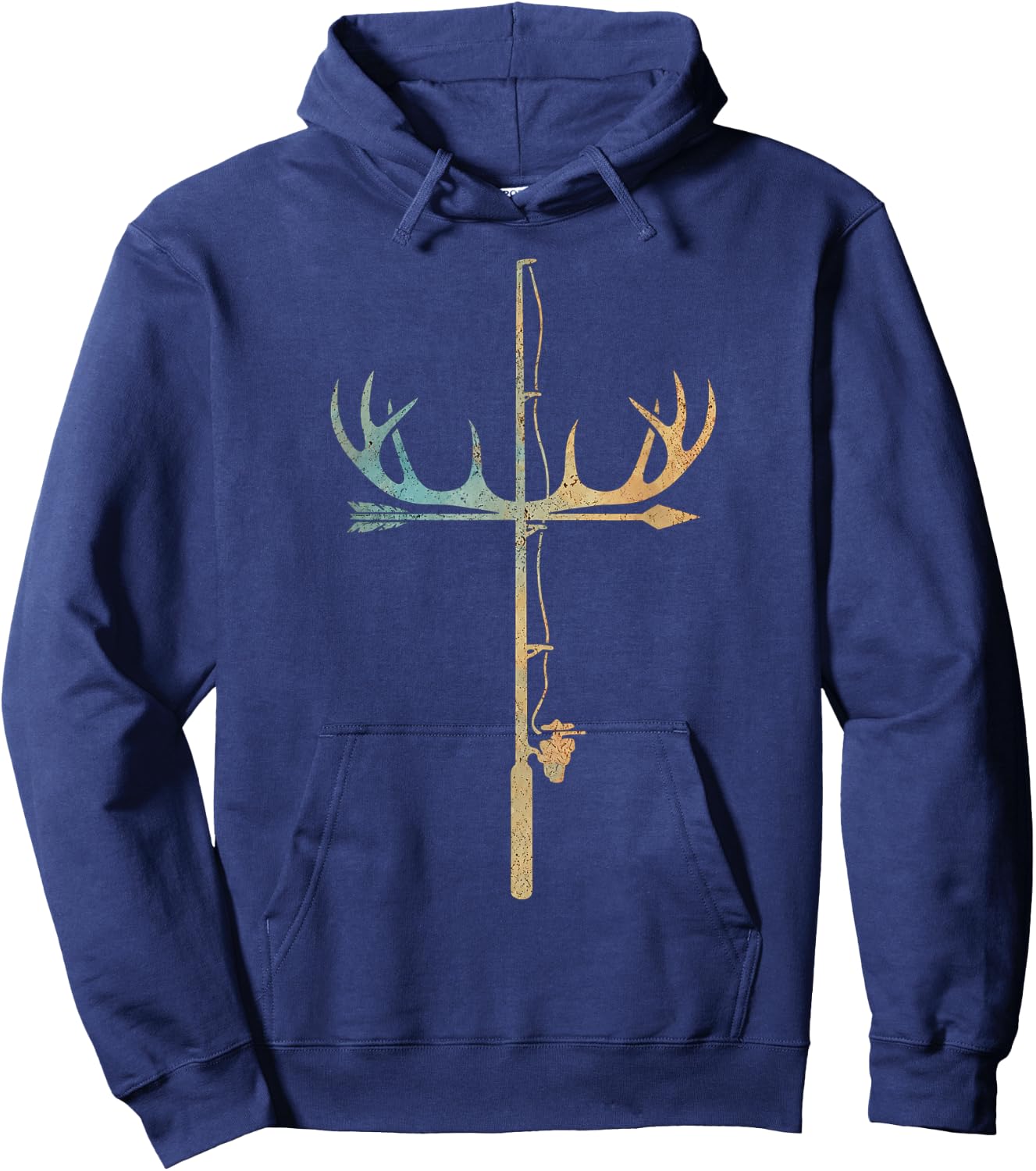 Antler Fishing Rod Cross God Family Hunting Fishing Hoodie - Hoodie | Navy