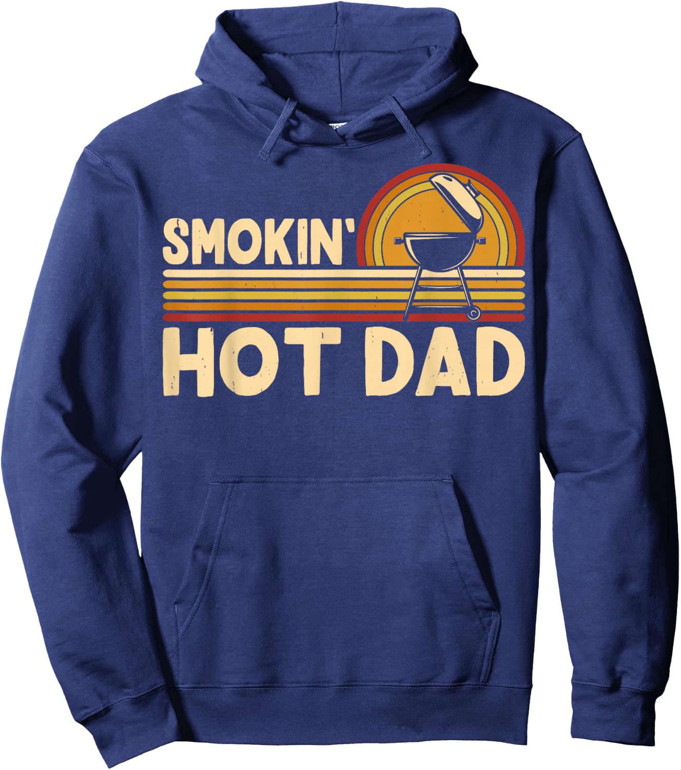 BBQ Smokin' Hot Dad Retro Sunset Grill Father Hoodie - Hoodie | Navy