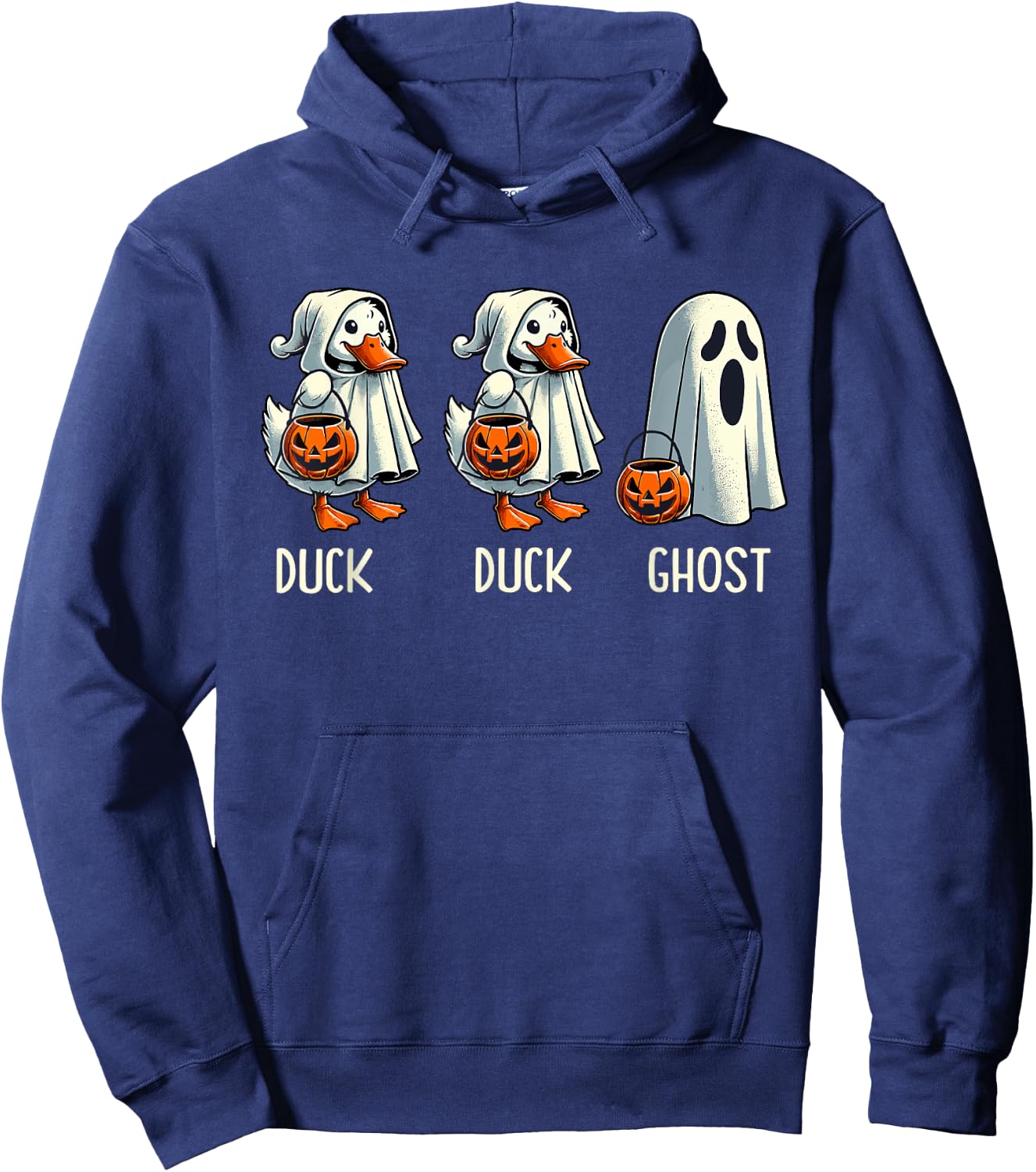 Duck Ghost Pun Trunk or Treat Trick or Treat Funny Halloween Hoodie - Hoodie | Navy