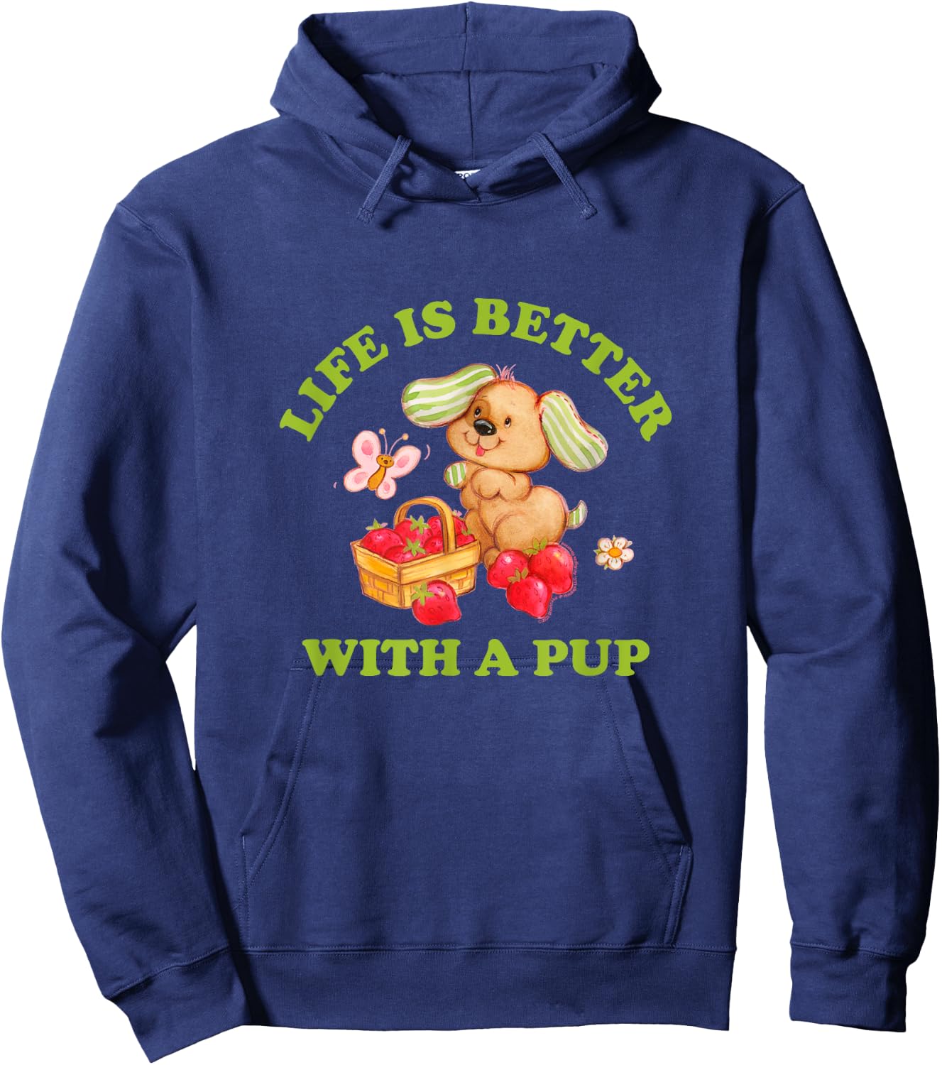 Strawberry Shortcake Life Is Better With A Pup Cutie Vintage Hoodie - Hoodie | Navy