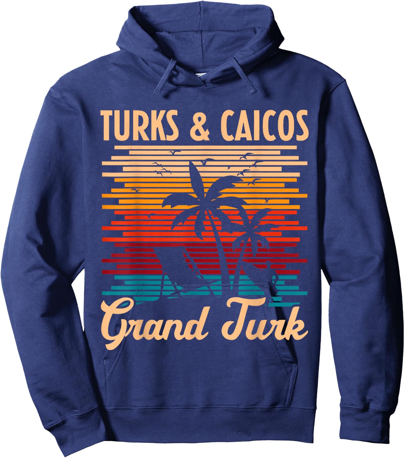 Turks & Caicos Grand Turk Island Beach Vacation Summer Retro Hoodie - Hoodie | Navy