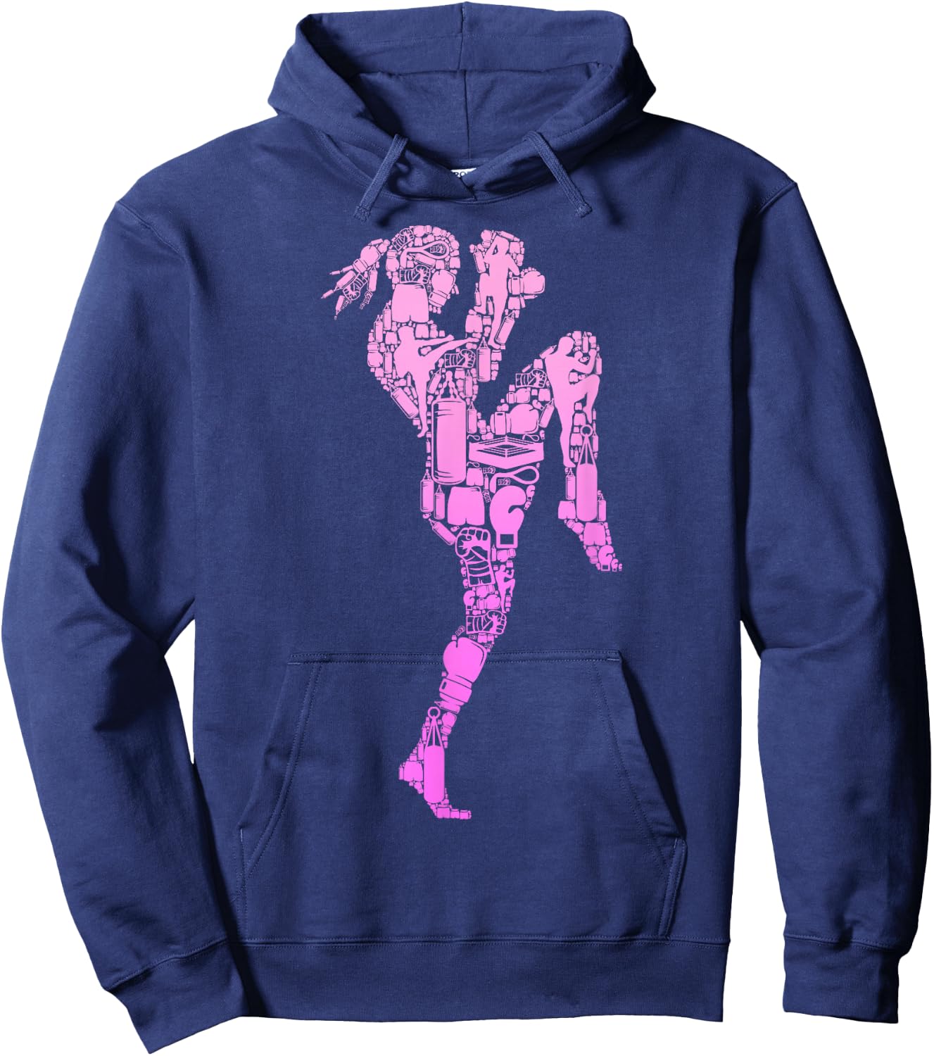 Muay Thai Thai Boxing Women Girls Kids , black, s Hoodie - Hoodie | Navy