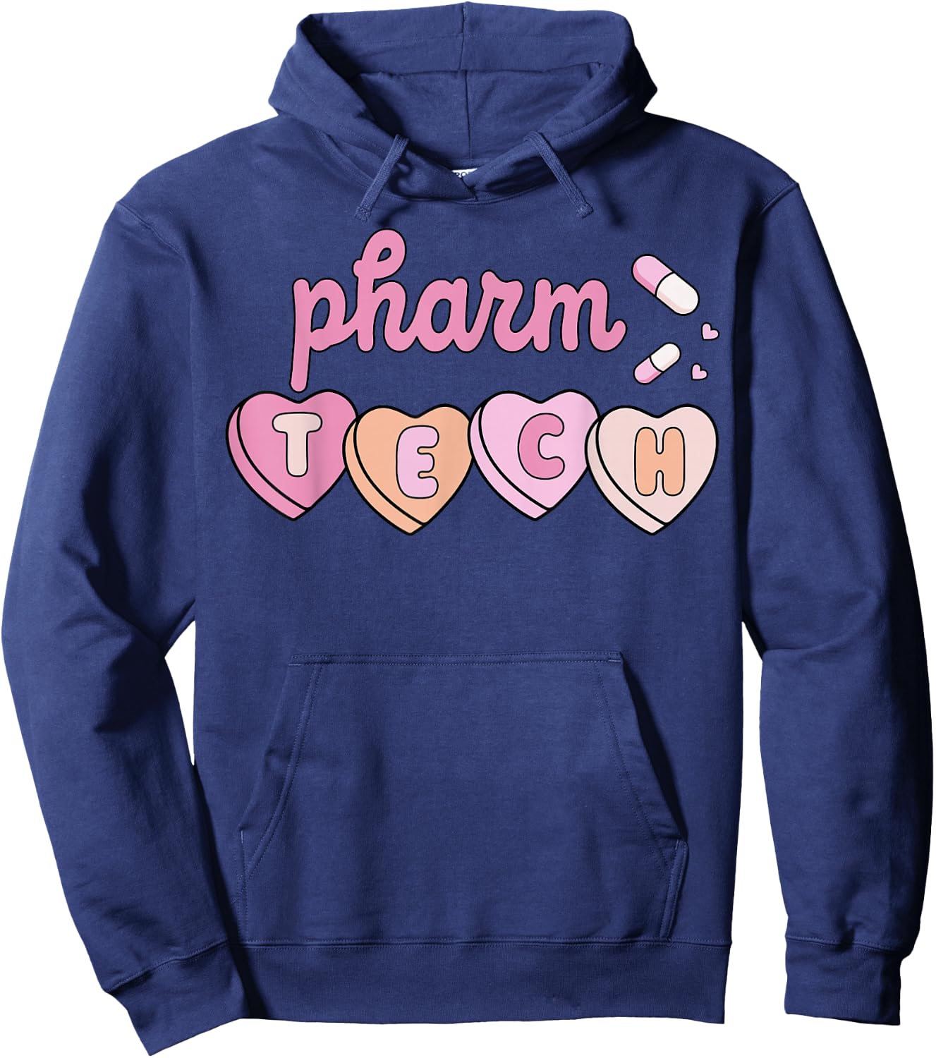Pharm Tech Valentines Day Pharmacist Technician Cupid Hearts Hoodie - Hoodie | Navy
