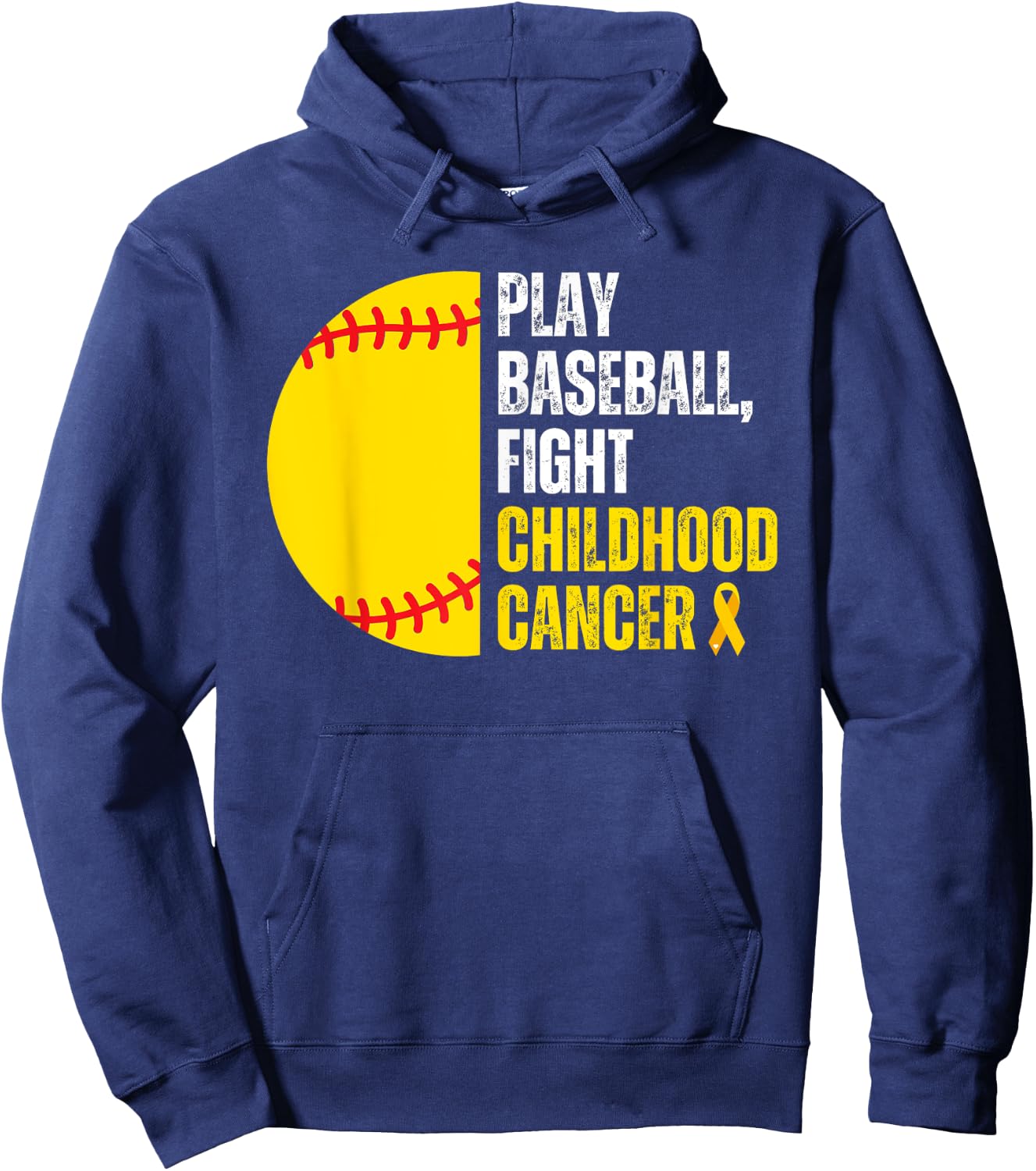 Baseball Player Ball Lovers Childhood Cancer Awareness Month Hoodie - Hoodie | Navy
