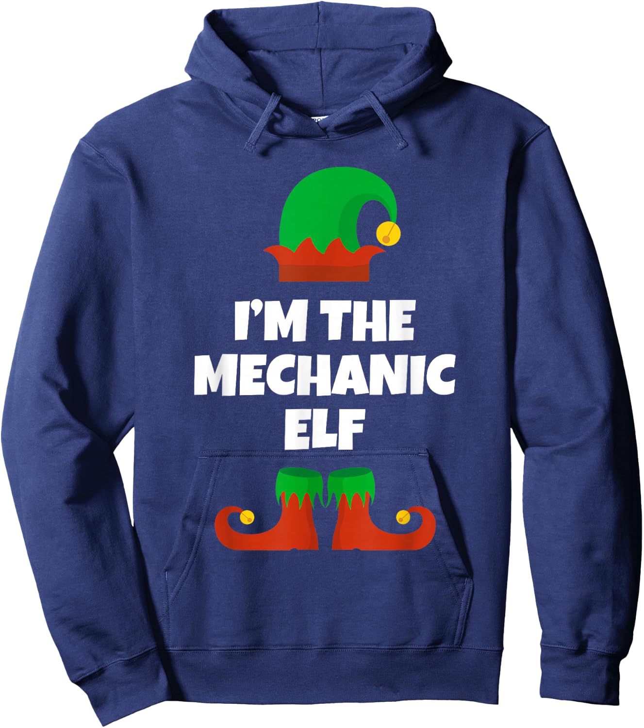 I'm The Mechanic Elf Family Pajama Christmas Funny Hoodie - Hoodie | Navy