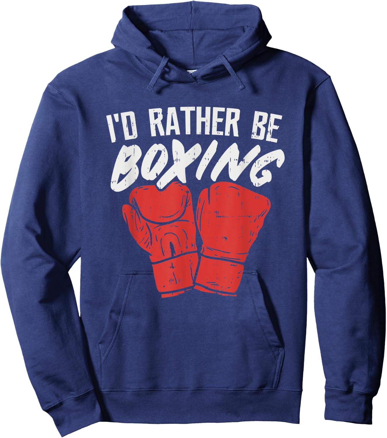 I'd Rather Be Boxing, Graphic Statement with Boxing Gloves Hoodie - Hoodie | Navy