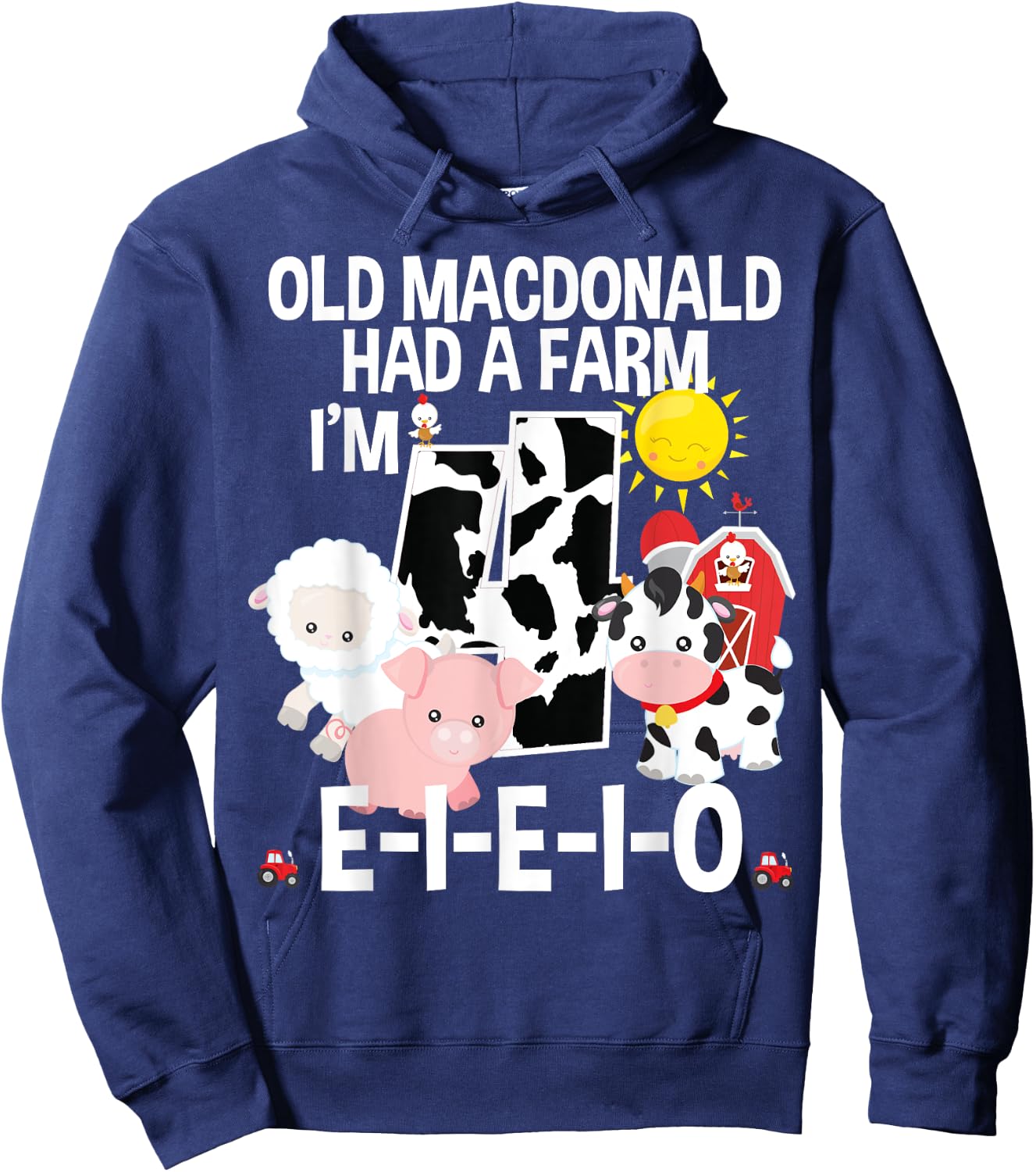 Toddler Kids Old MacDonald 4th Birthday Party Nursery Song Hoodie - Hoodie | Navy