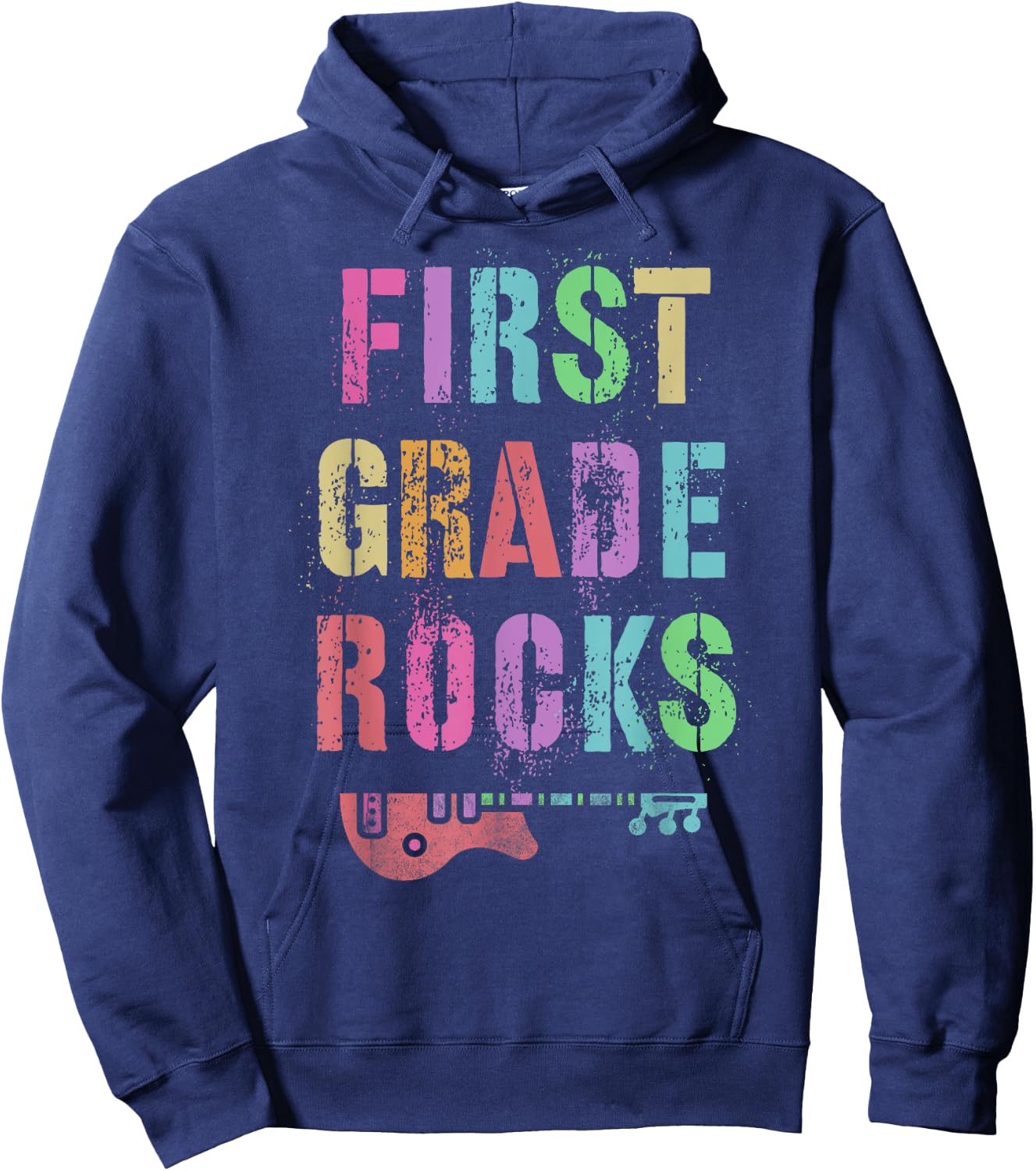 Hello 1st GRADE ROCKS Teacher Team FIRST Gr Vibes Rockstar Women Kids Hoodie - Hoodie | Navy