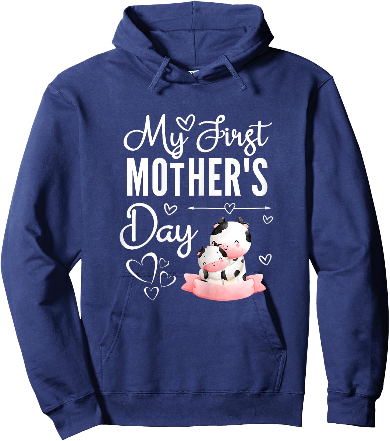 1st Mothers Day As A Mom Cow Mom My First Mothers Day Hoodie - Hoodie | Navy