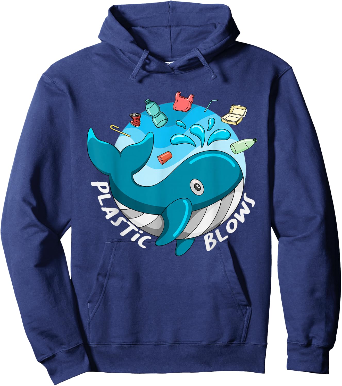 Whale Earth Day Plastic Blows Sea Pollution Recycle Hoodie - Hoodie | Navy